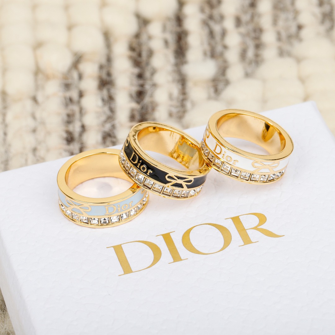 【原單】Dior Night Code Ring 分層字母水鑽蝴蝶結戒指 