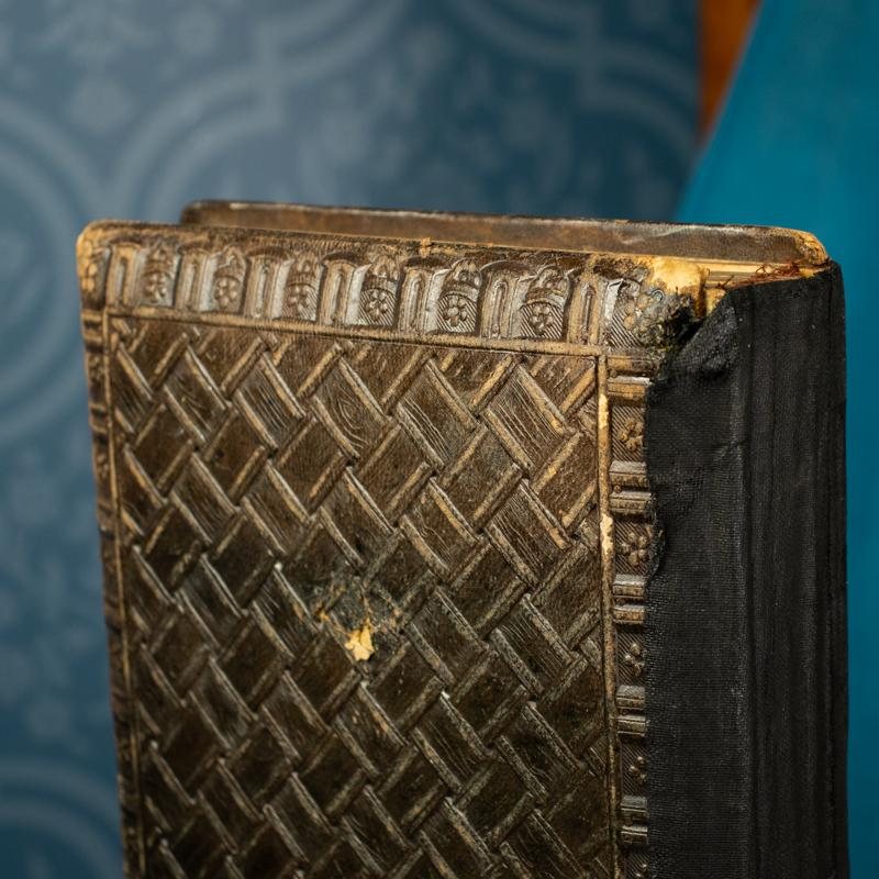 Rare Antique Signed 1904 Brown Leather Cover with Bird Embellishment Photo Album Book (MX014)