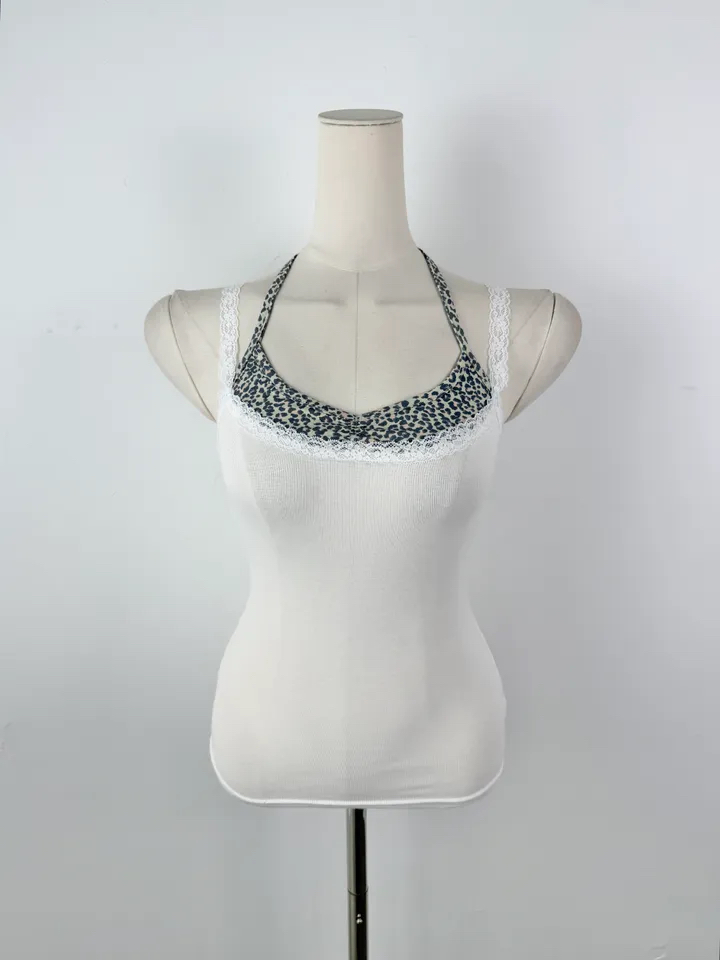 Leopard Patchwork Halter Cami Top