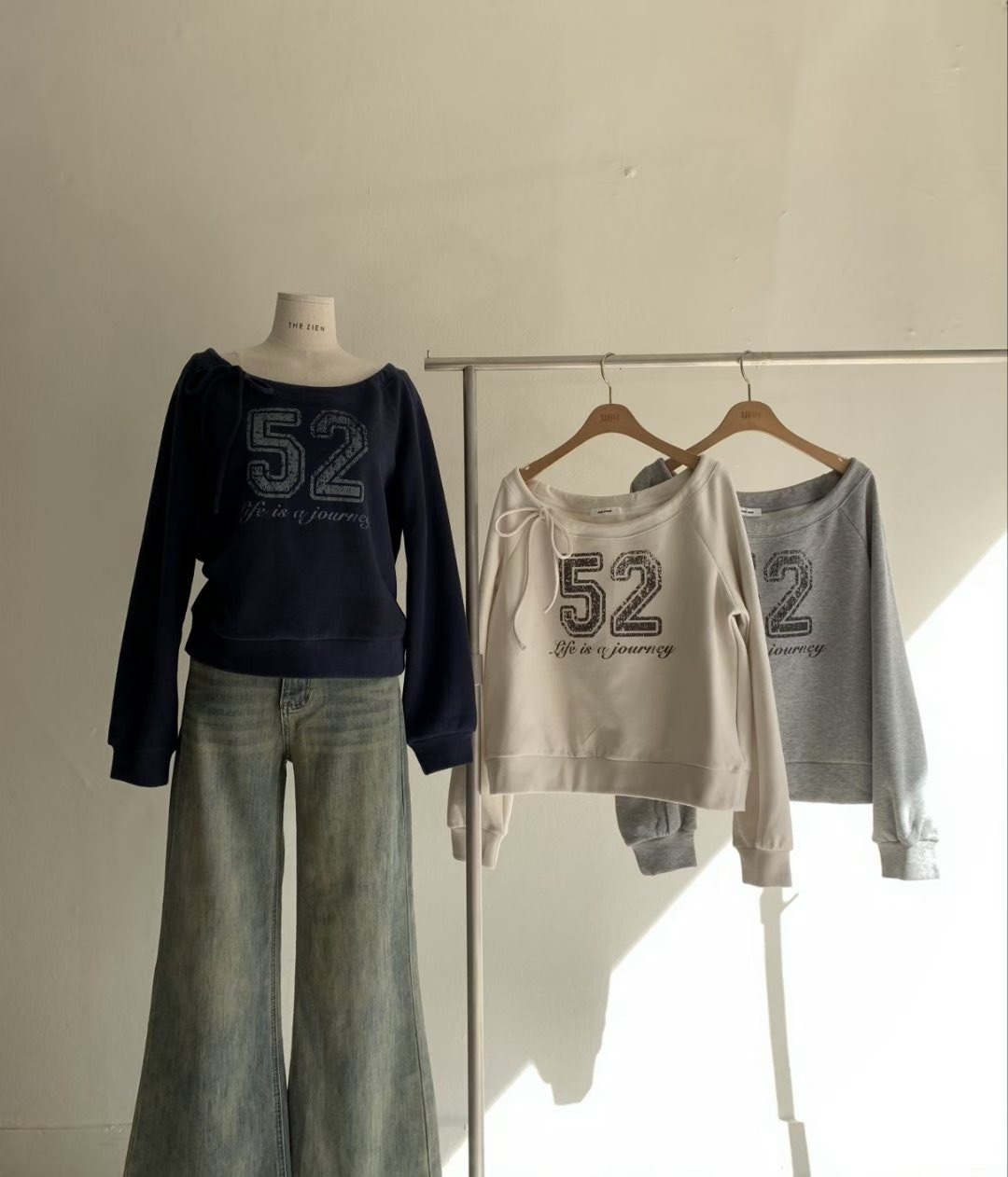 已售罄❌超靚！韓國52蝴蝶結一字膊Hoodie 