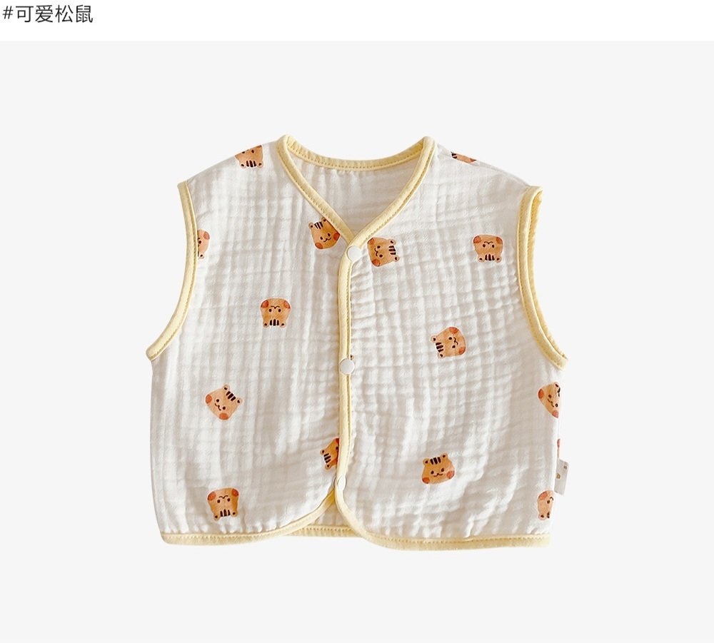 dot to dot 圓圓臉印染系列-莫代爾三層棉紗隨身搭背心 -松鼠M (18-36個月)