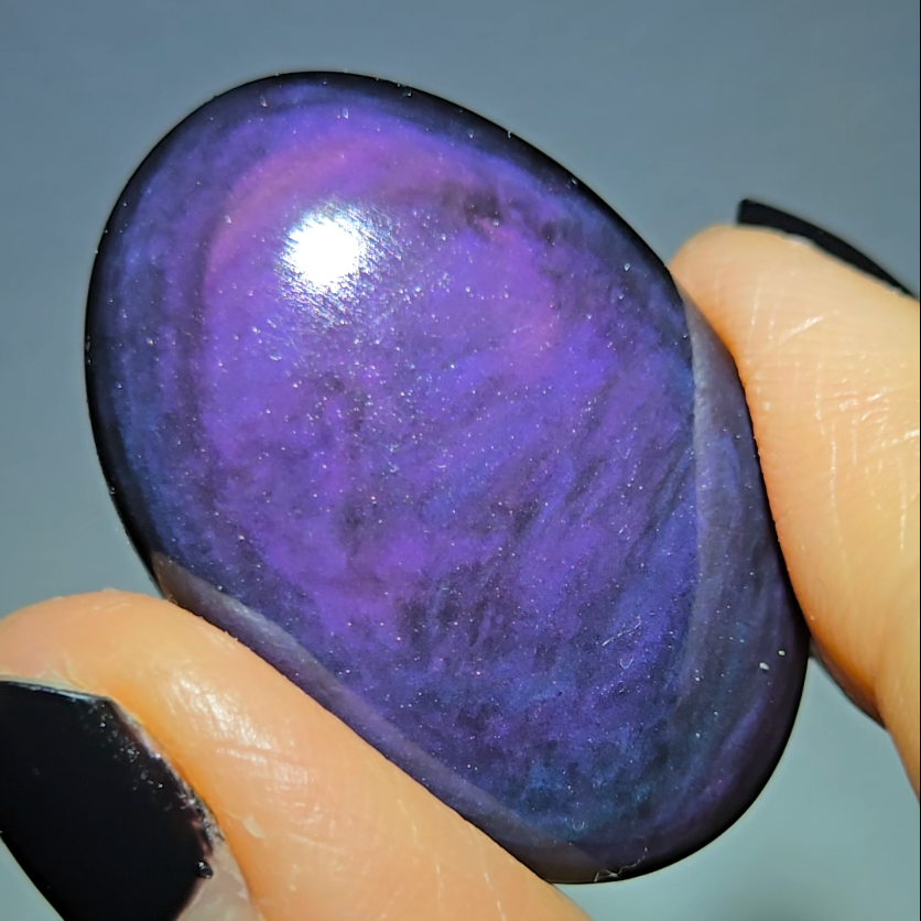 Velvet obsidian cabochon in blue and purple - OB18