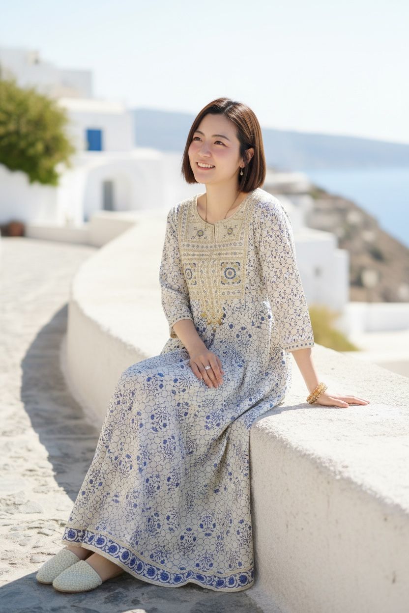 White Blue Heart-Neck 2-side OP 50" #1491