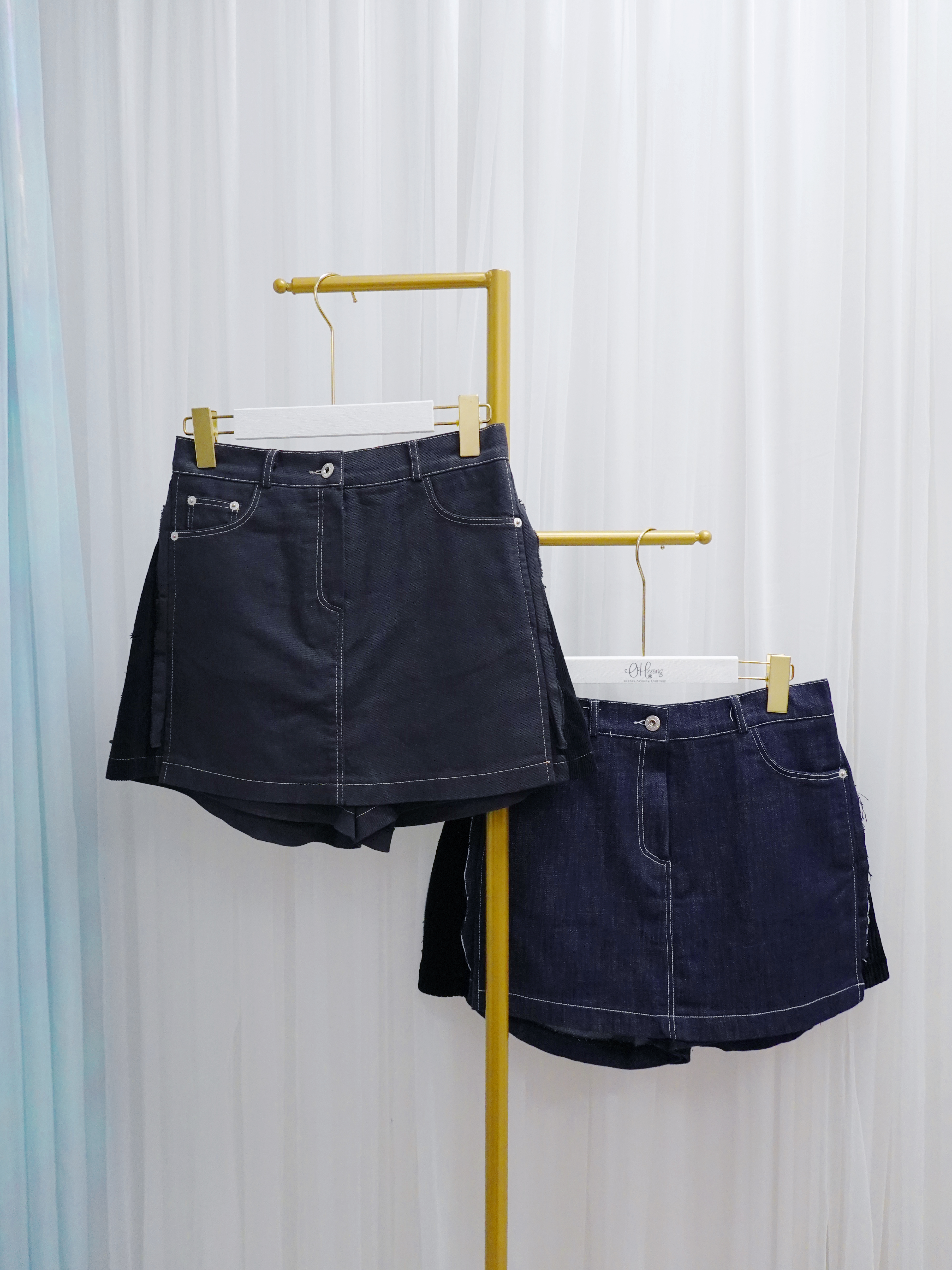 BOT12_12A 拼接牛仔裙褲 (3色)