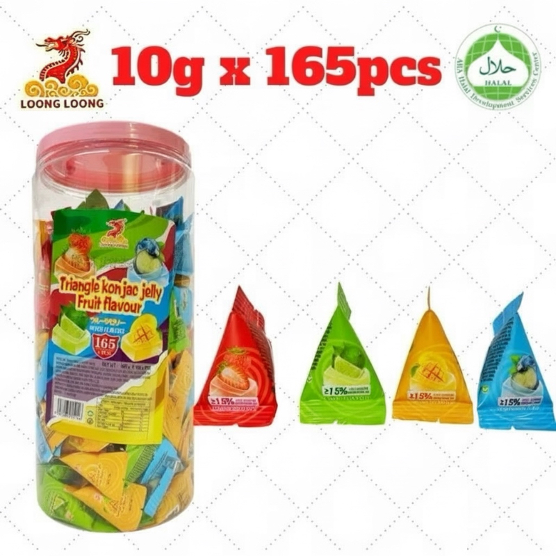 165pcs+- KHY Triangle Konjac Jelly fruit flavor [strawberry /blueberry /apple /mango]