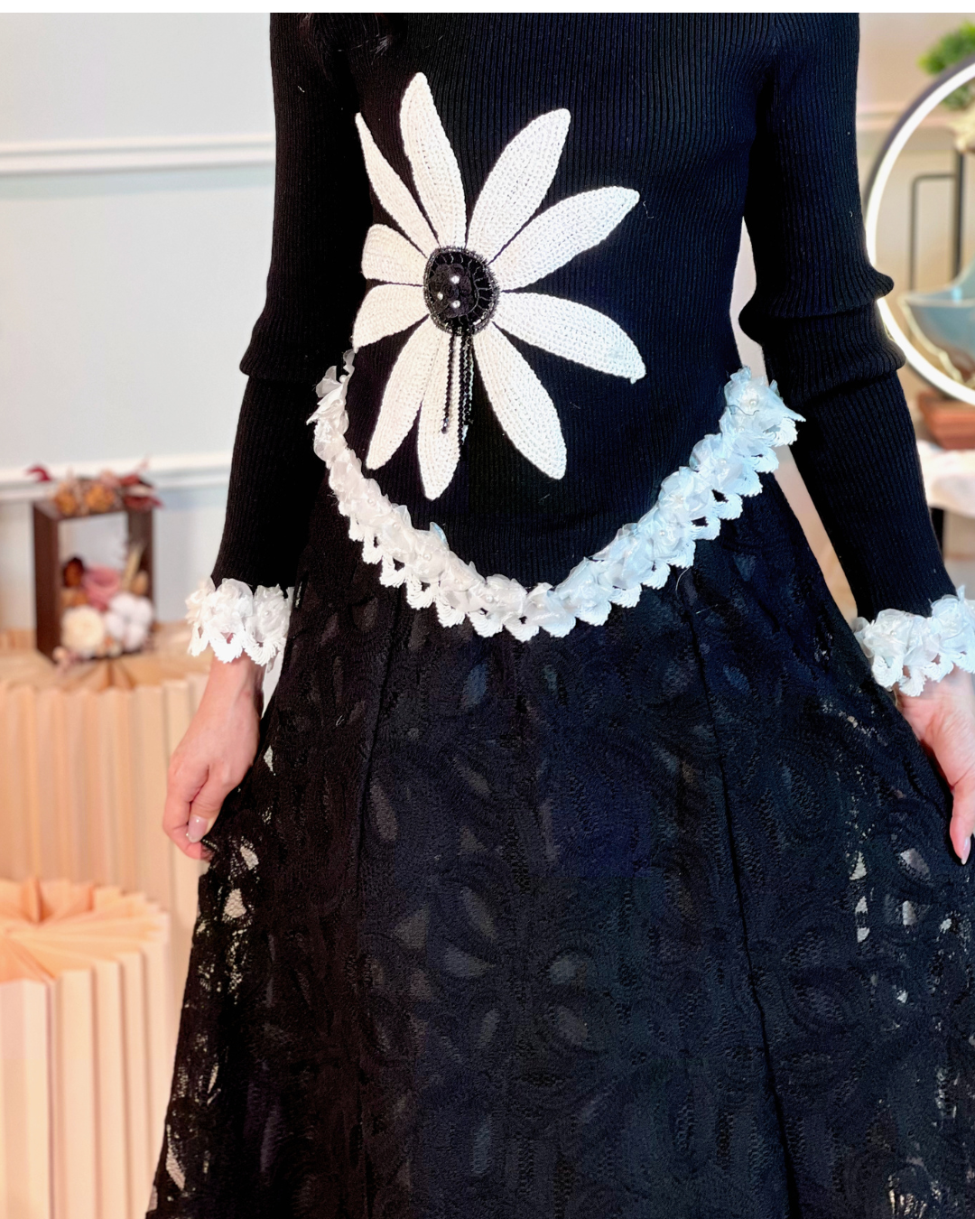 5110 Leila Long Sleeve with 3D Flower Blouse
