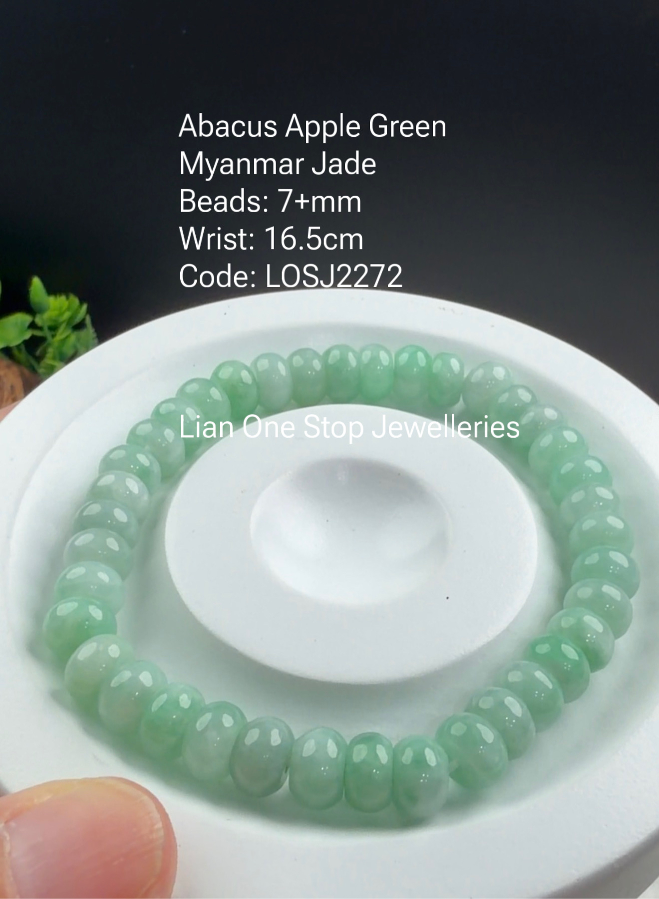 Code: LOSJ2272 Abacus Apple Green  Myanmar Jade 7+mm
