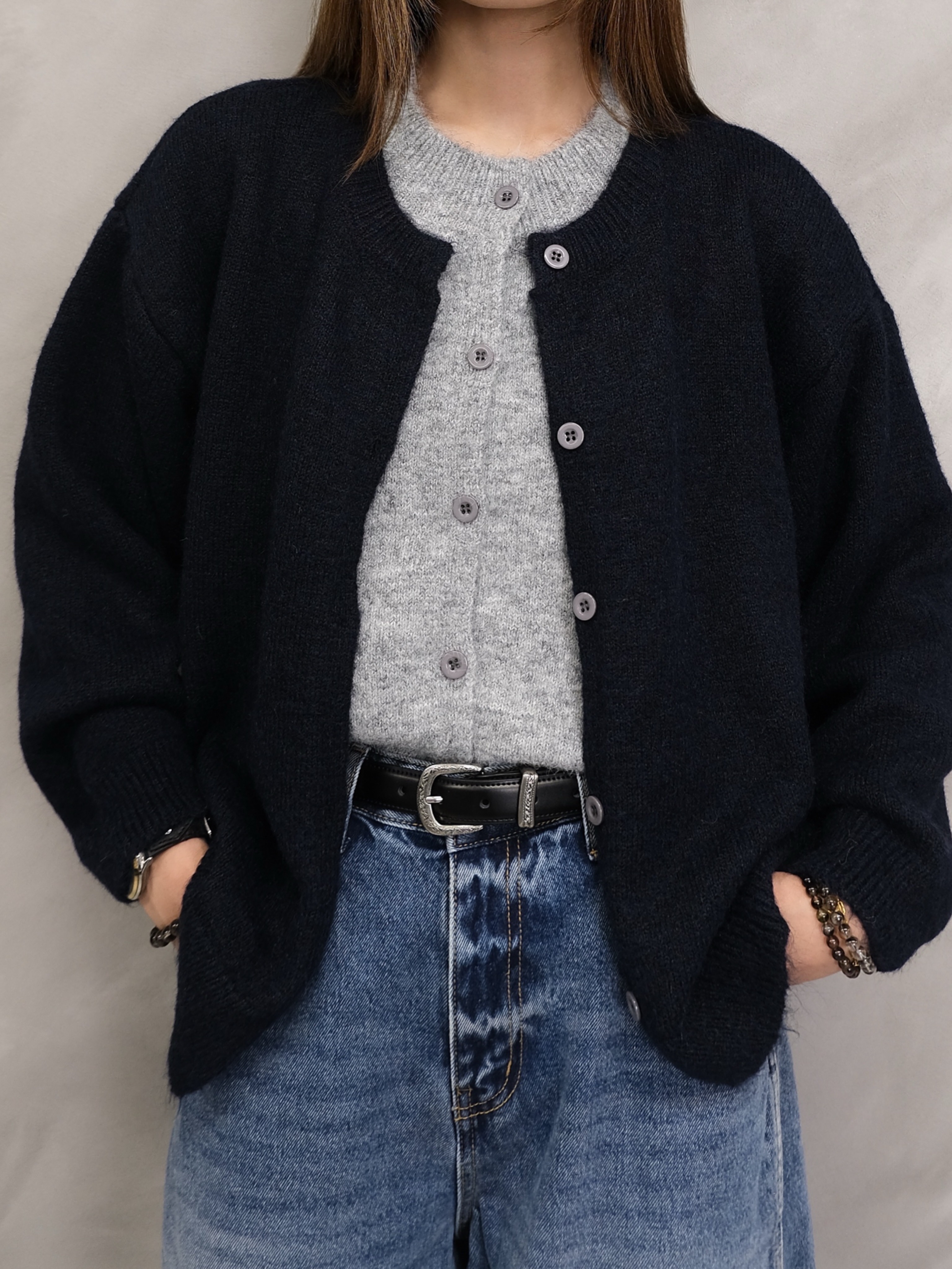 (Unisex)Textured Layer Cardigan #jk34