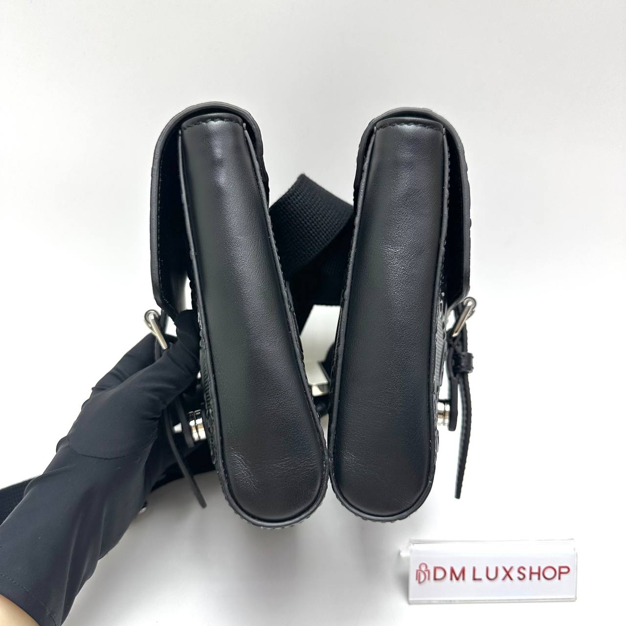 Gucci Black Perforated Double Belt Bag