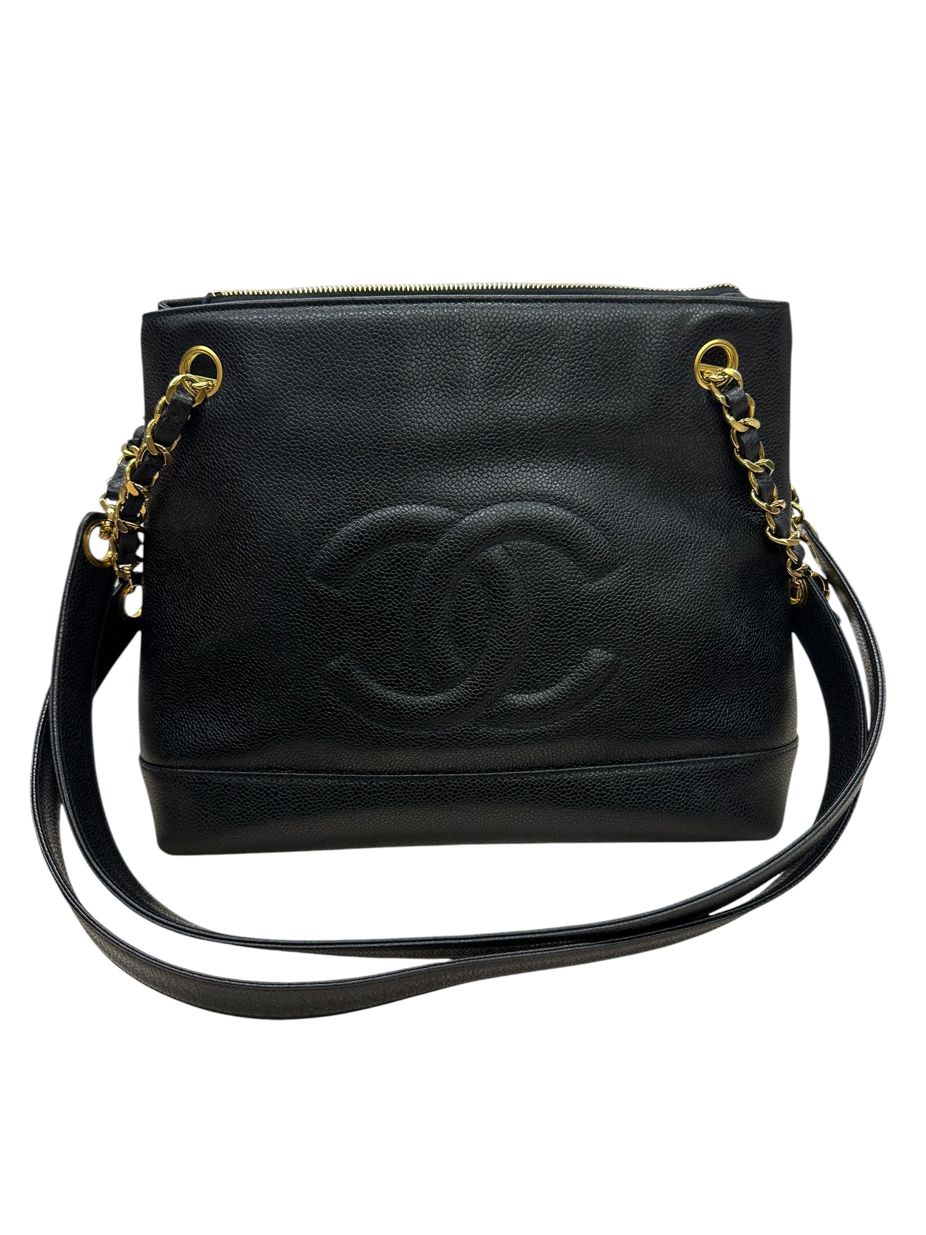 Pre-owned Chanel Black Caviar Leather Vintage Timeless Shoulder Tote / Product Code: 081601