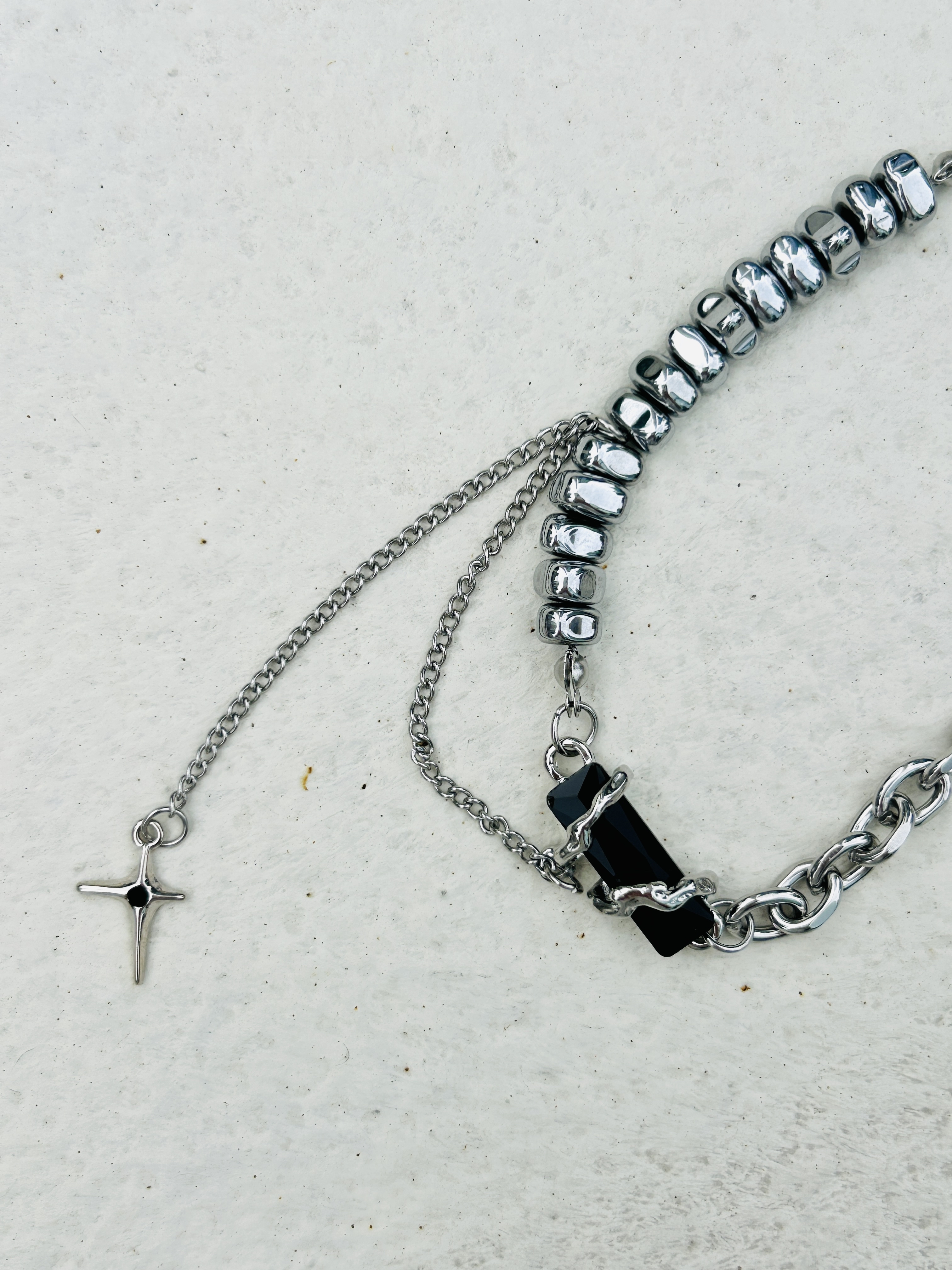 Silver rock star stainless necklace