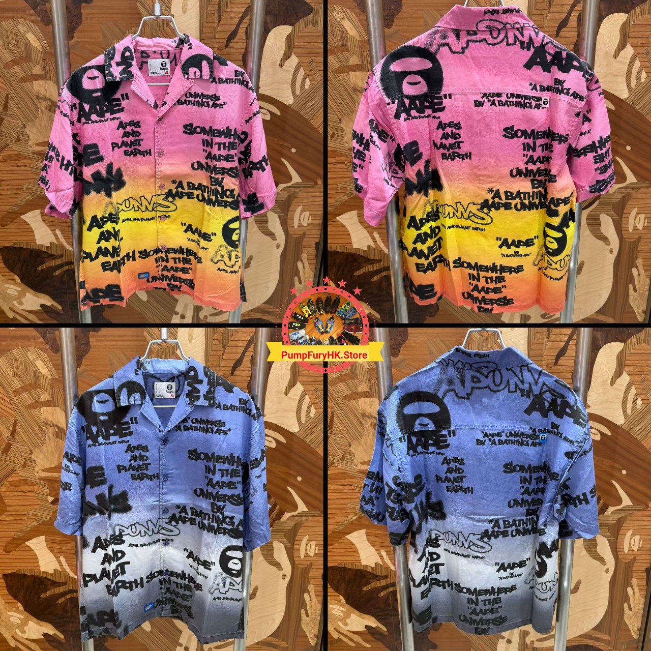 AAPE AAPEUNVS graffiti-print short sleeve shirt (8574)