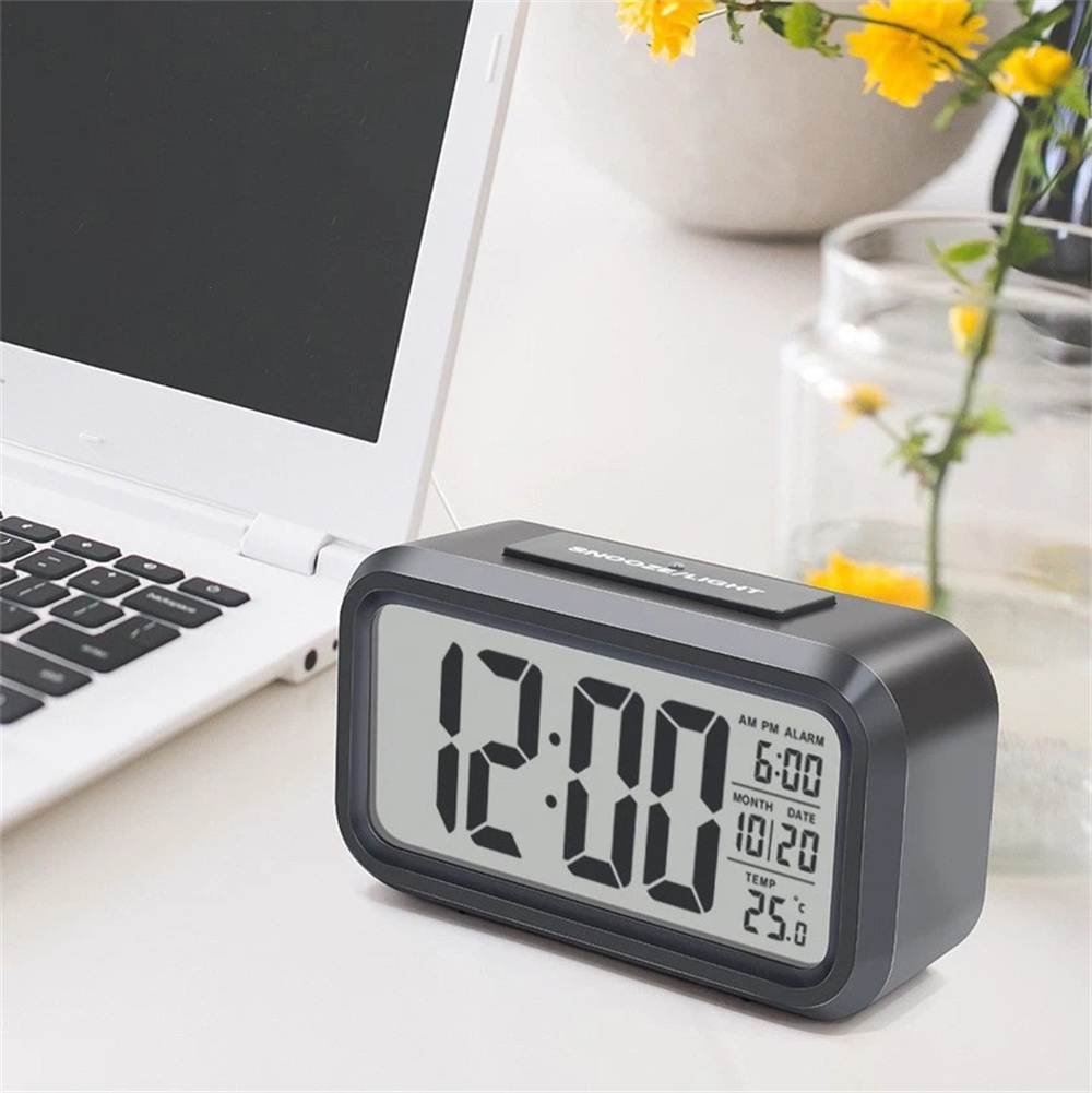大屏幕超靜音 LED電子鐘 帶光感 白色 UB0248