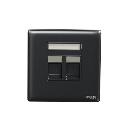  施耐德 Unica X 石墨灰 孖位 CAT3電話插座