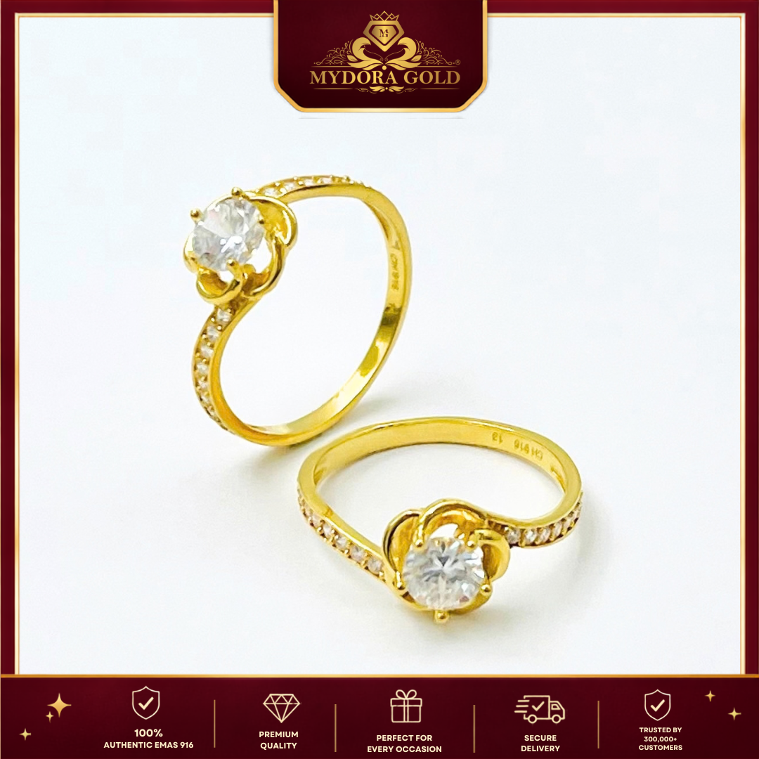 MYDORA Cincin Batu CZ Mini Roses l EMAS 916/22K