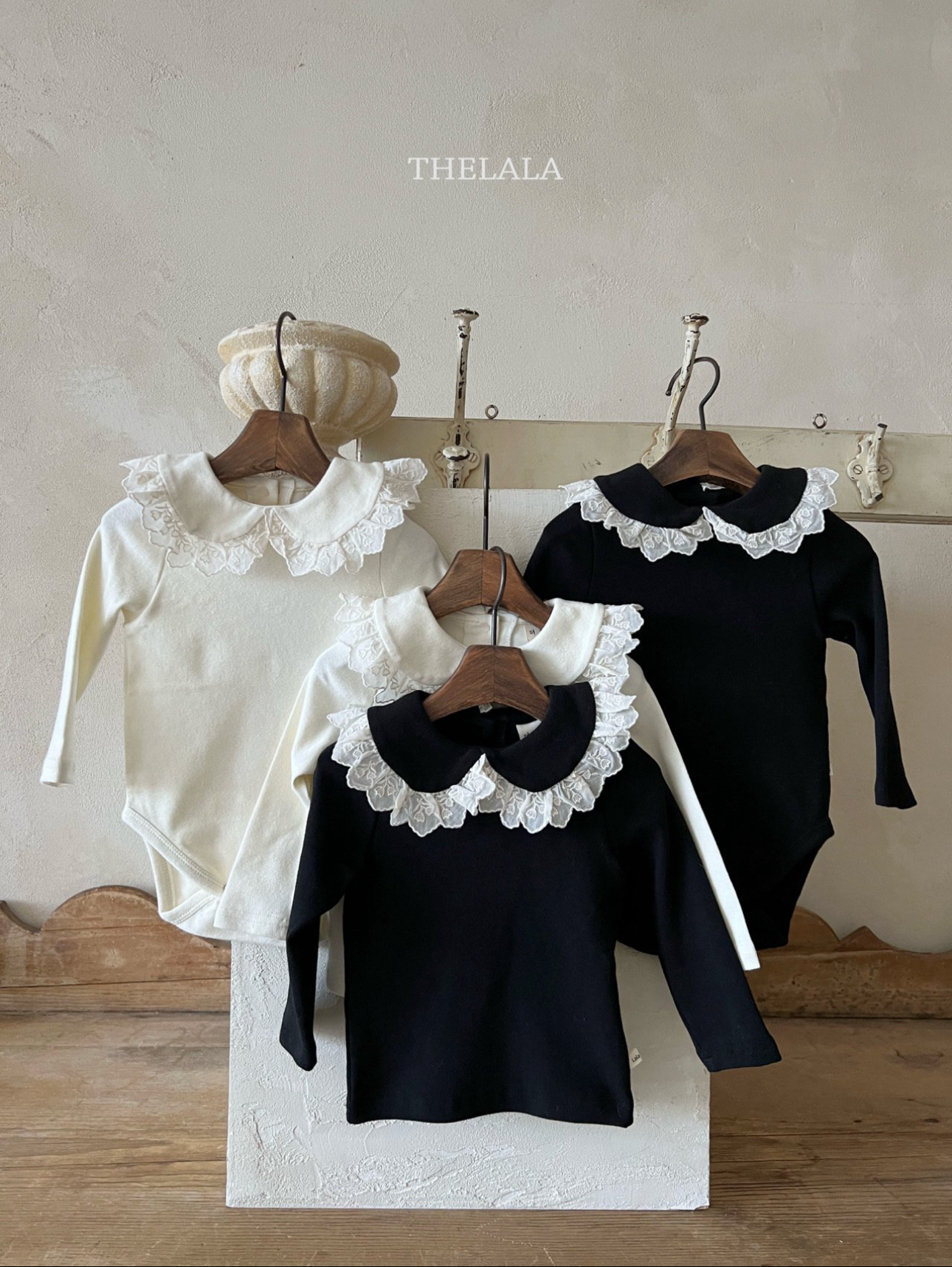 🌸預訂 韓國直送🌸🇰🇷THELALA兩色蕾絲花邊翻領長袖上衣