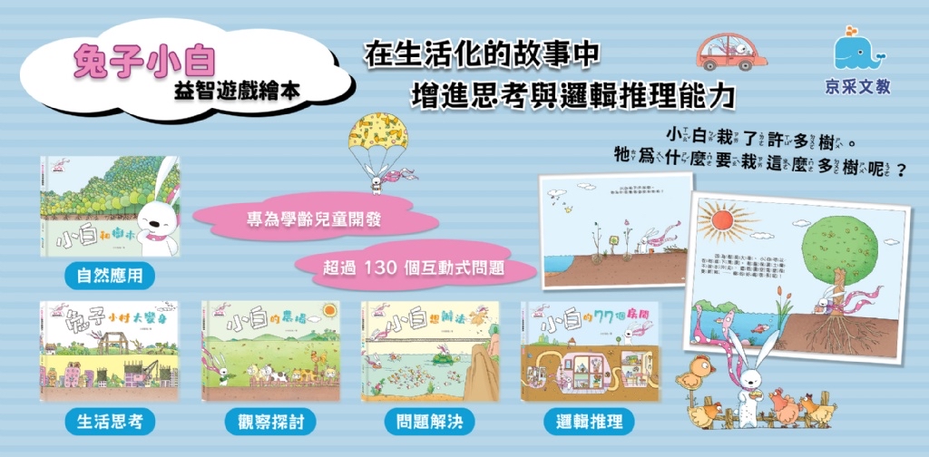 京采 兔子小白益智遊戲繪本：兔子小村大變身
