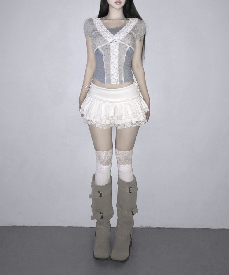 Layered Lace-Trim Floral Top