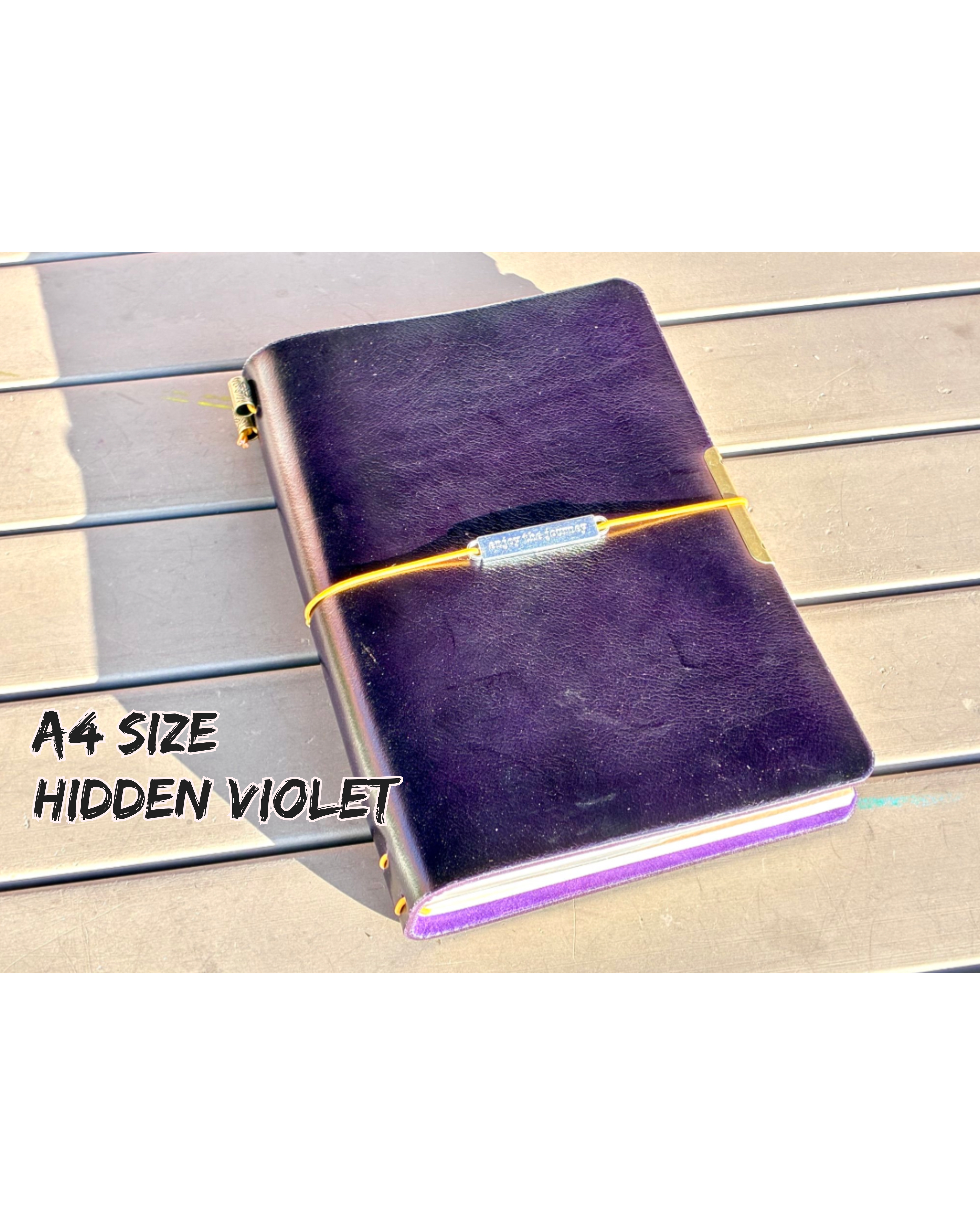 A4 size Hidden violet double-sided Leather Journal with 2023 Winter Design