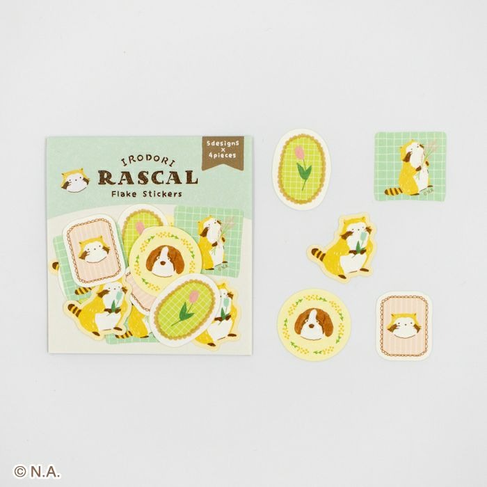 現貨｜IRODORI RASCAL 小浣熊 日本製 和紙貼紙 (花 QSA359)