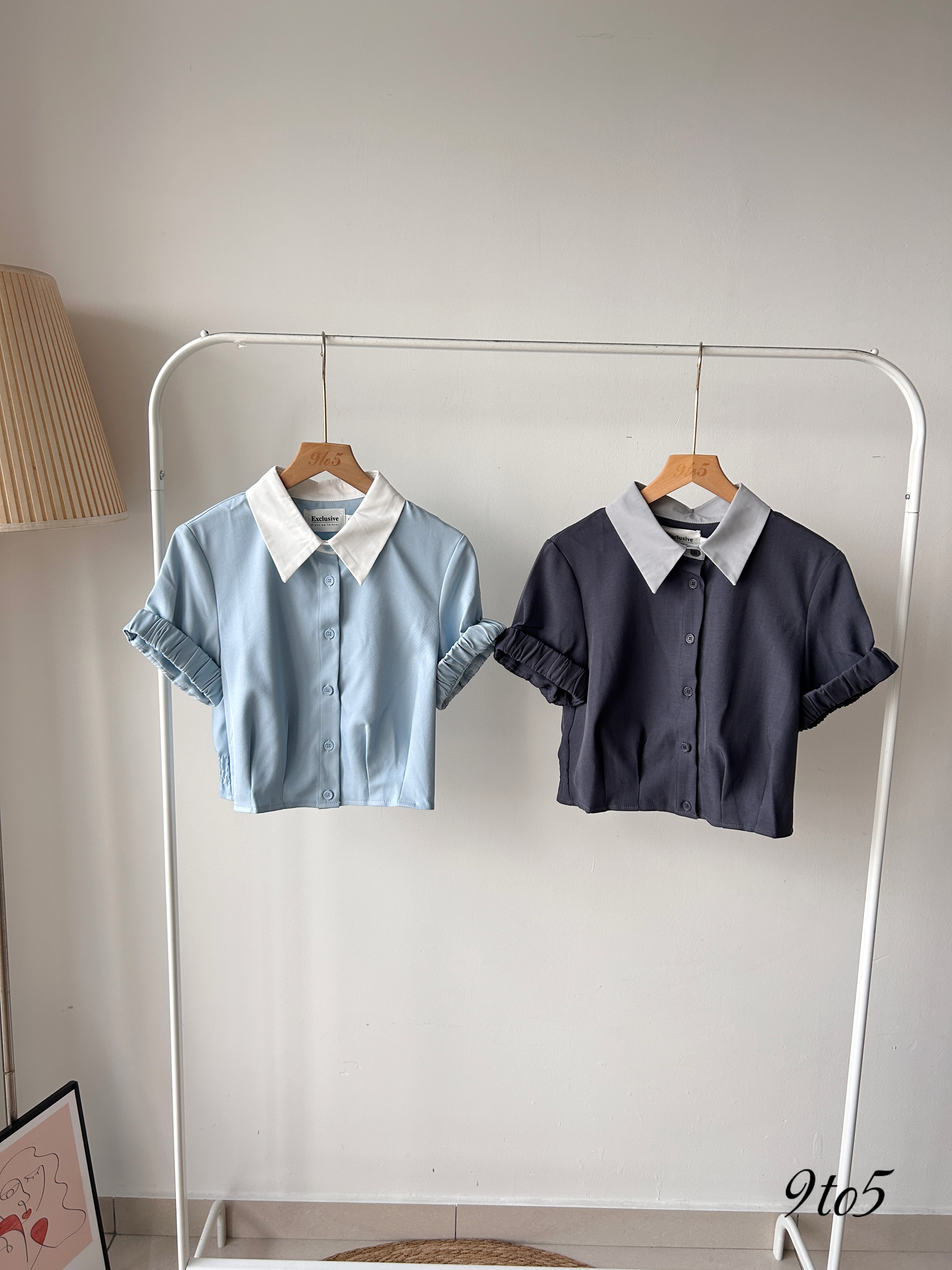 T4005 Collar Short Sleeve Top - 4 Colors