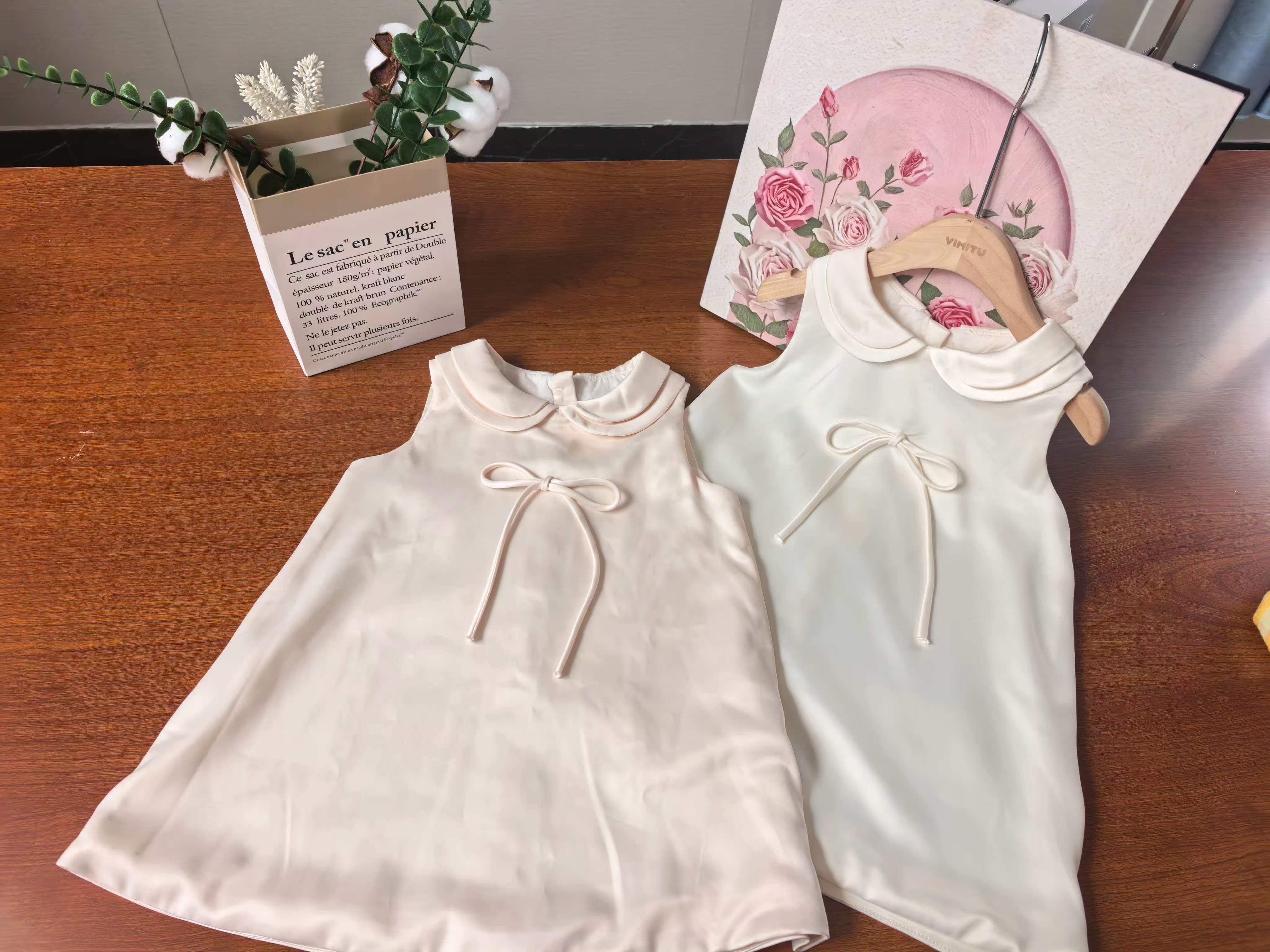 0703 娃娃領蝴蝶結緞面裙