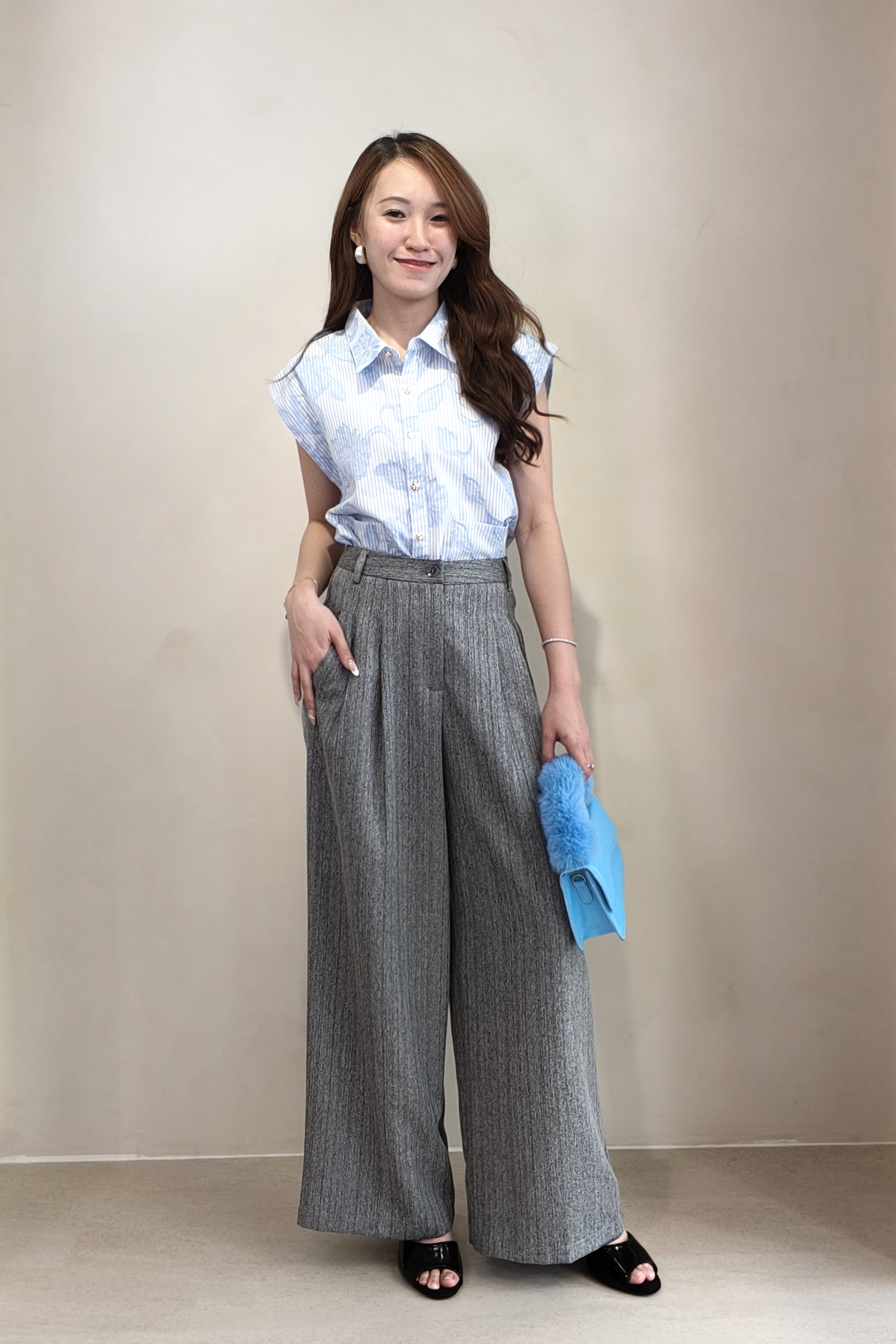 CP1568 Lace Panel Wide-Leg Pants