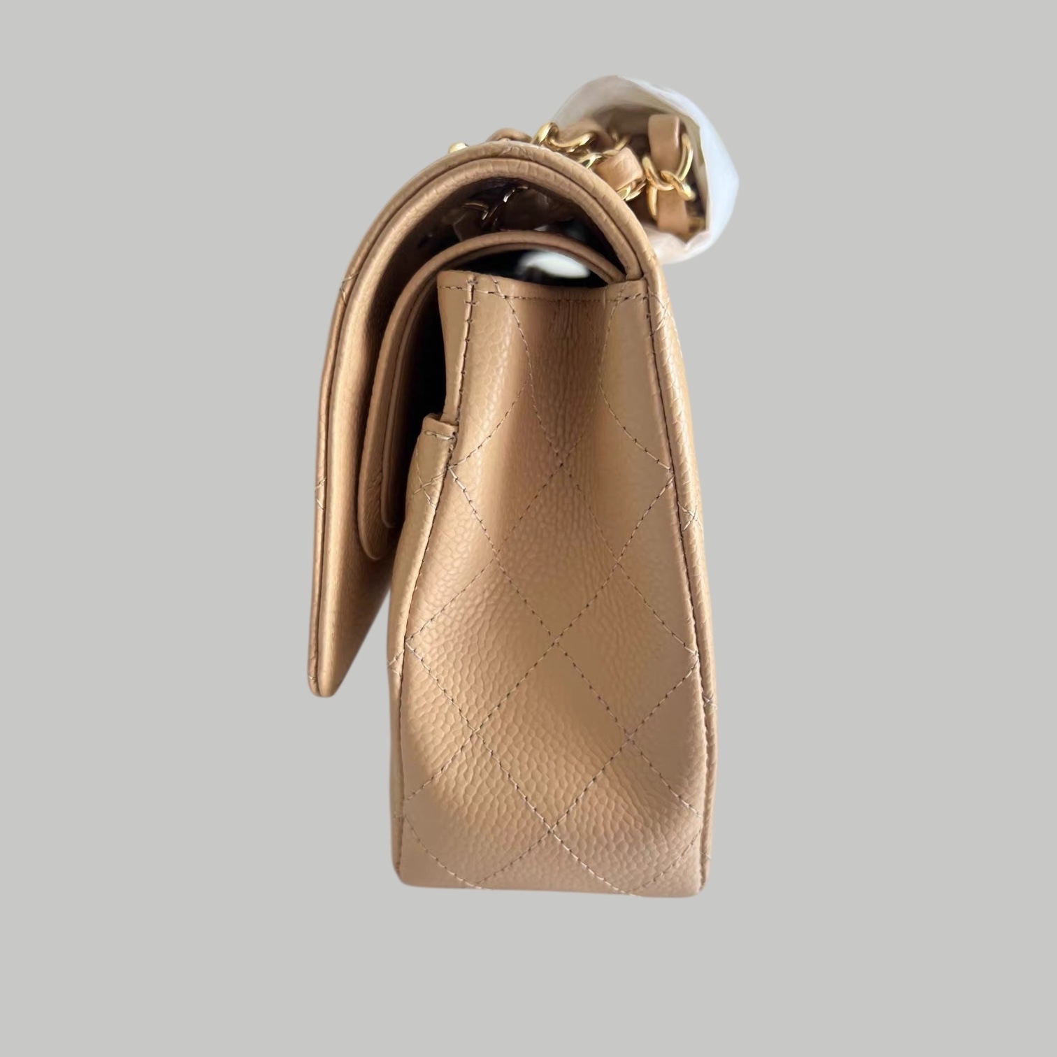 Chanel Caviar CF25 奶茶金扣