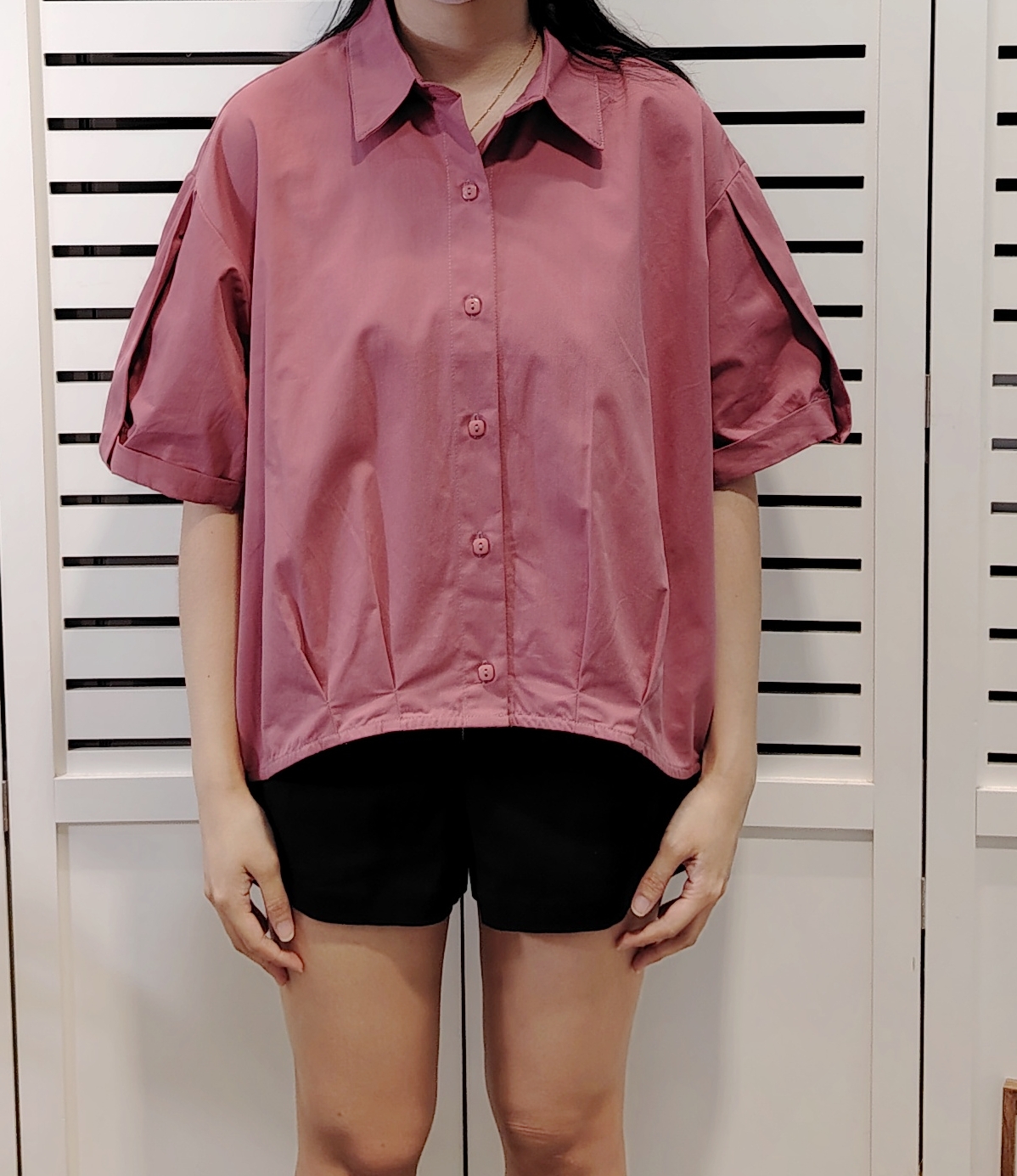 H0660 Oversize Collar Short Sleeve Shirt 