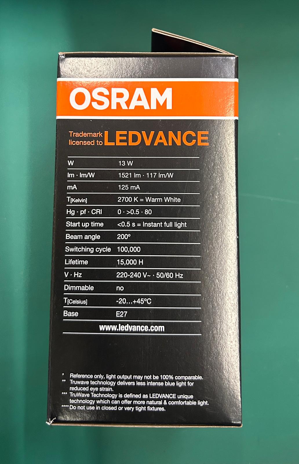 OSRAM 13W E27 WW 2700K VALUE CLASSIC AC58712