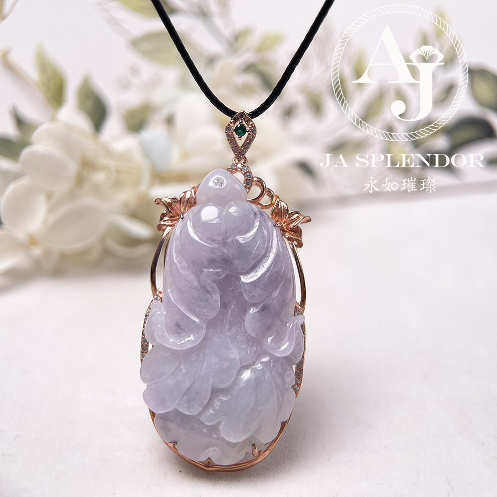 JNS-48 天然翡翠A玉 冰糯粉紅佳人灑烏鷄生意興隆/財源滾滾來/生菜