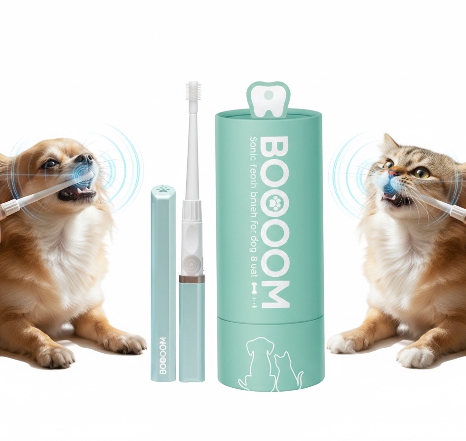 BOOOOM【日本製】寵物專用360°聲波振動牙刷 - 藍色