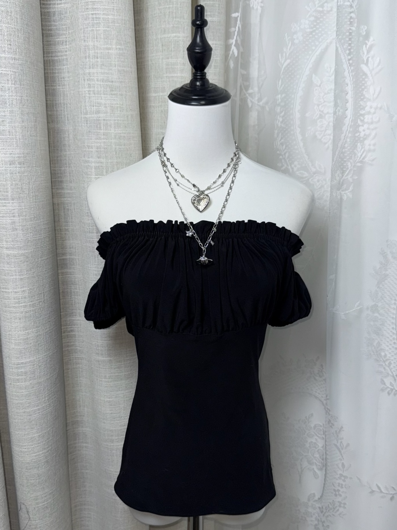 Off-The-Shoulder Ruched Frill Top