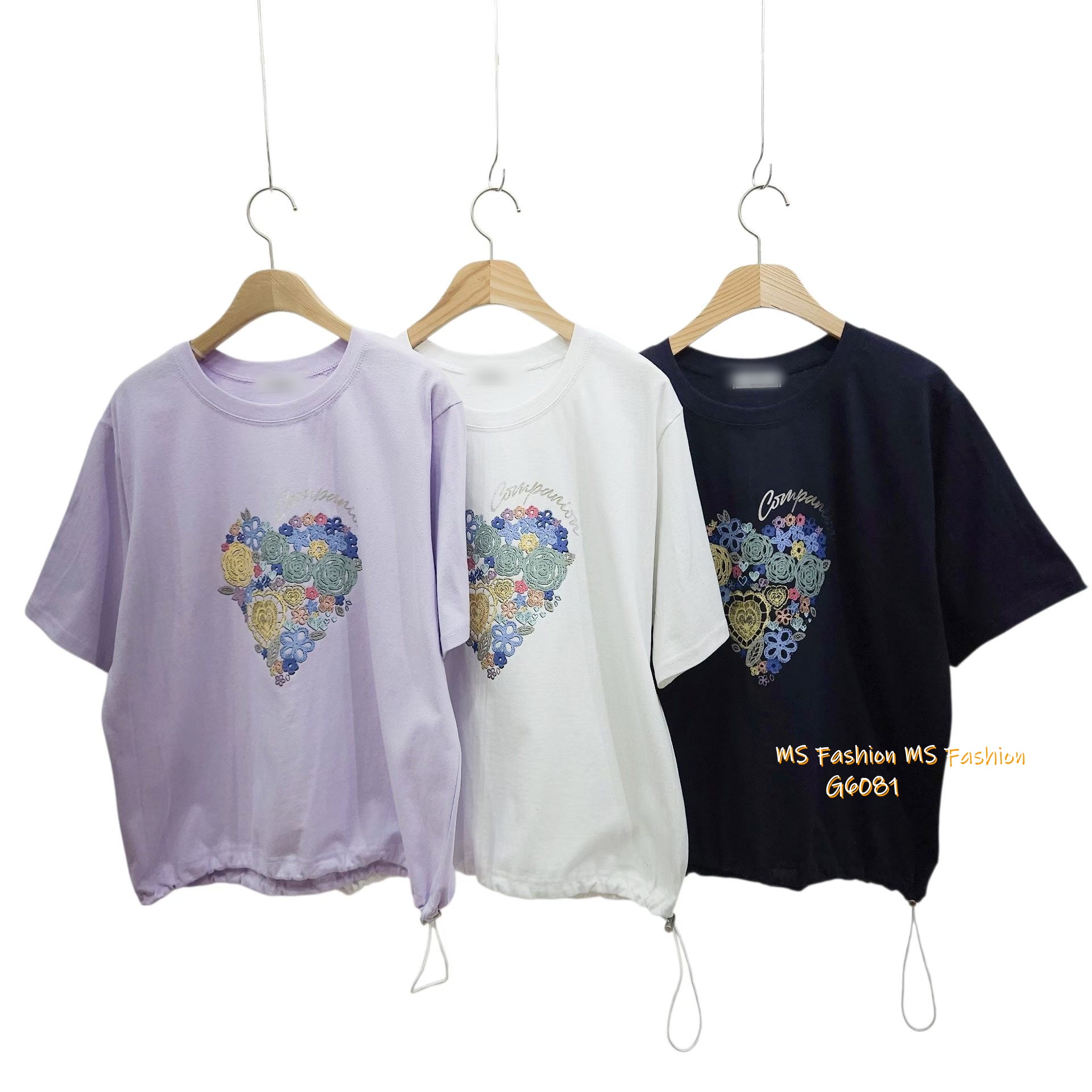 G6081 韓國🇰🇷靚色心型花花圖案top