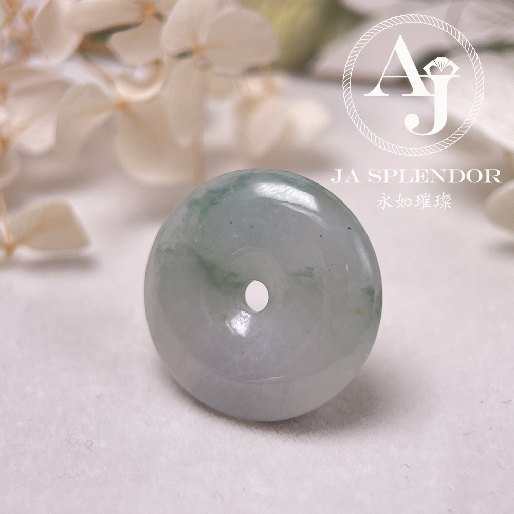 JN-175 天然翡翠A玉 冰潤飄綠平安扣