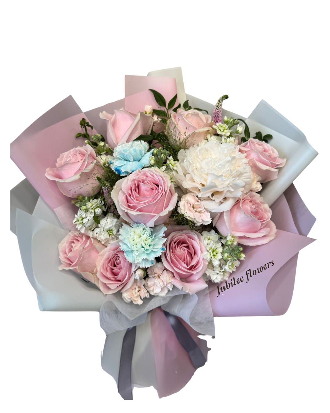 粉色玫瑰 · 芍藥  · 康乃馨混搭花束