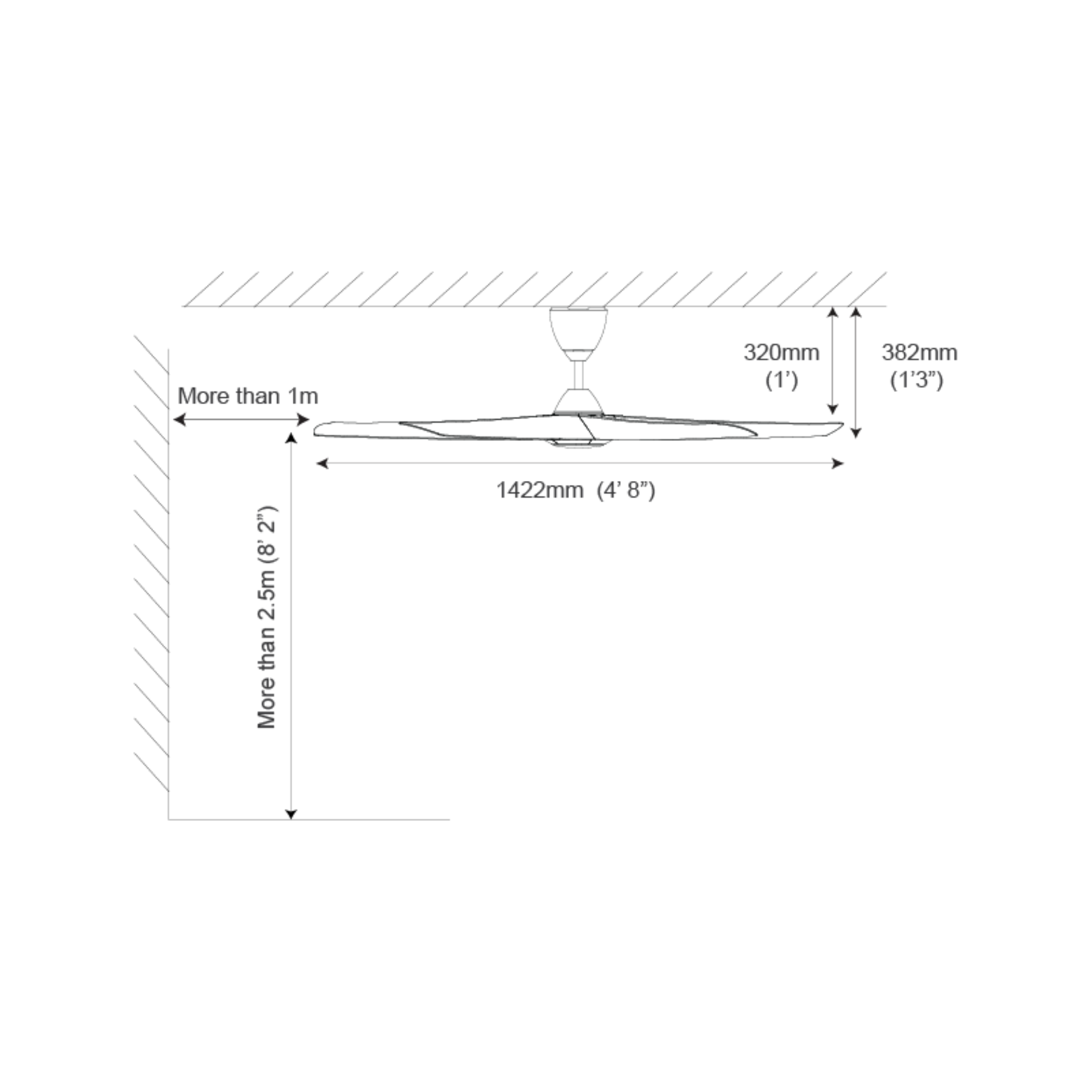 Alpha 56" Axis AC Motor ABS Ceiling Fan (AXIS-5B)