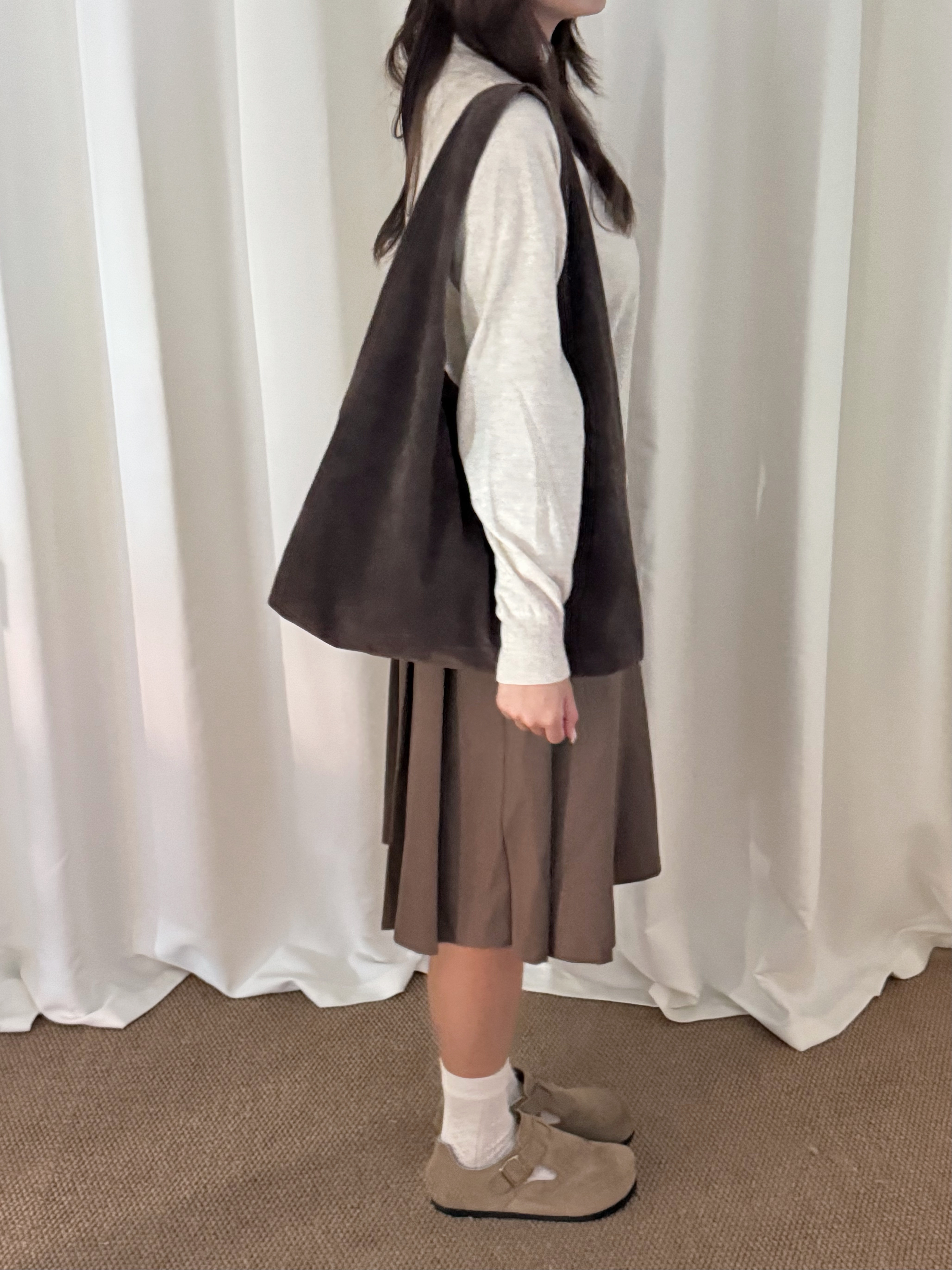 學院風百褶半身中長裙(三色入)