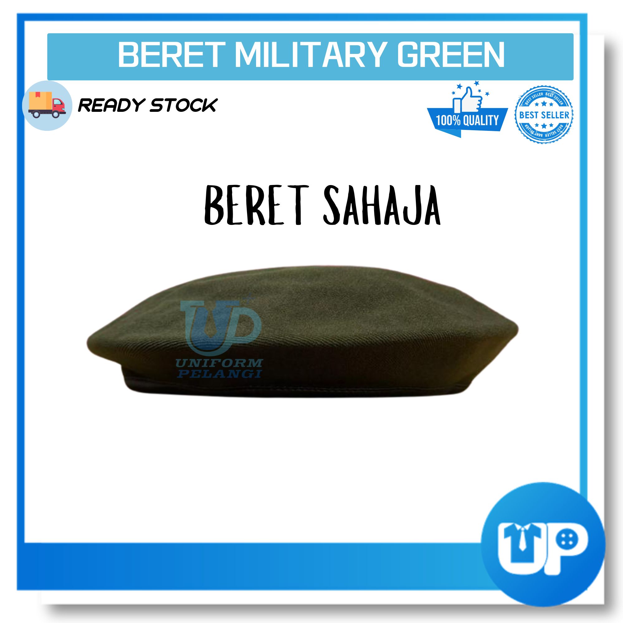 Beret Kosong Kadet Sekolah Kokurikulum Topi Sahaja Pengakap Bomba Kaspa BSMM KRS TKRS Hijau Oren Maroon Biru tua Hitam