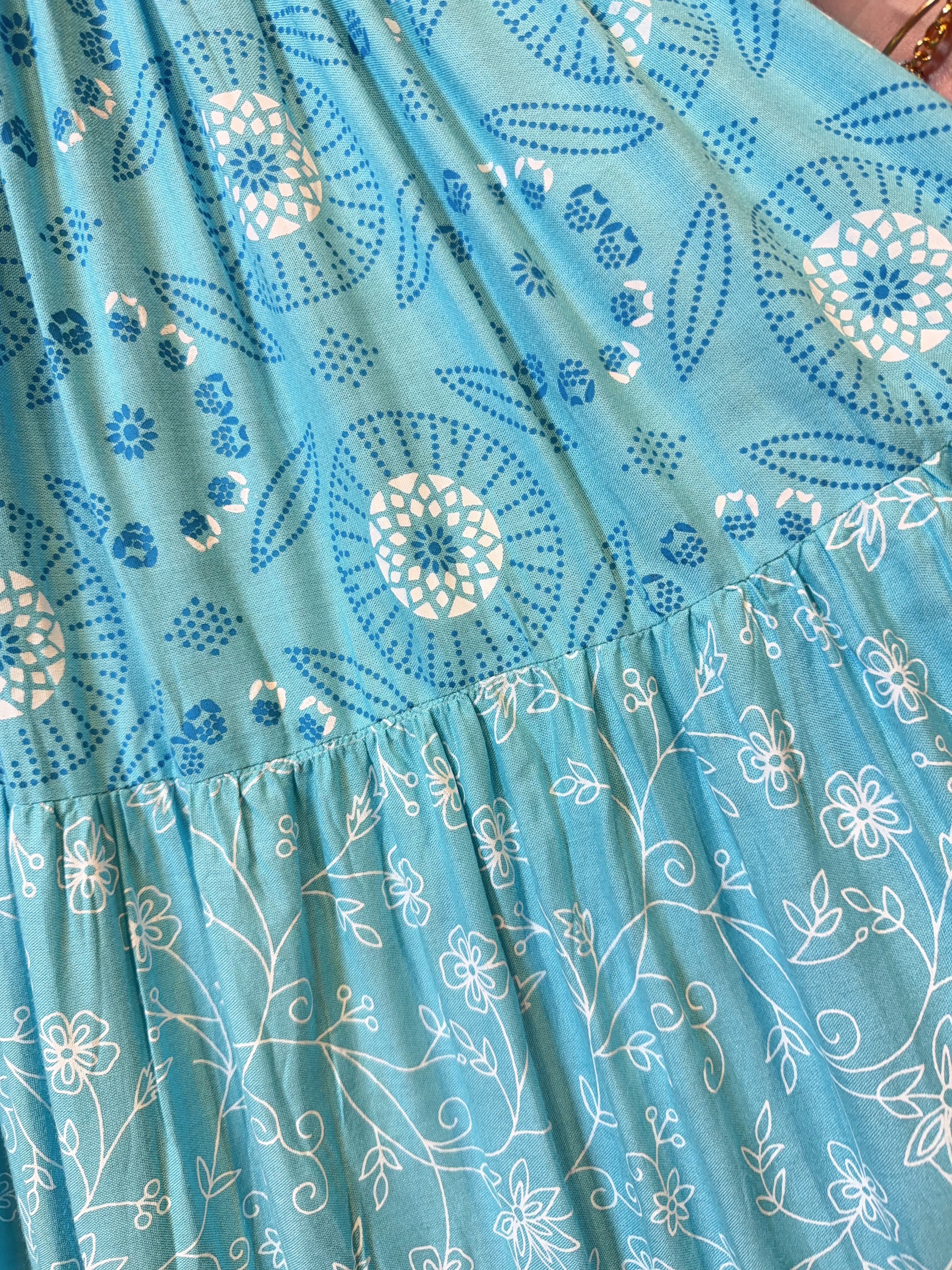 Sky Blue Patchwork Skirt #1450
