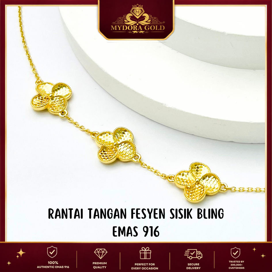 MYDORA Rantai Tangan Fesyen Sisik Bling l EMAS 916/22K
