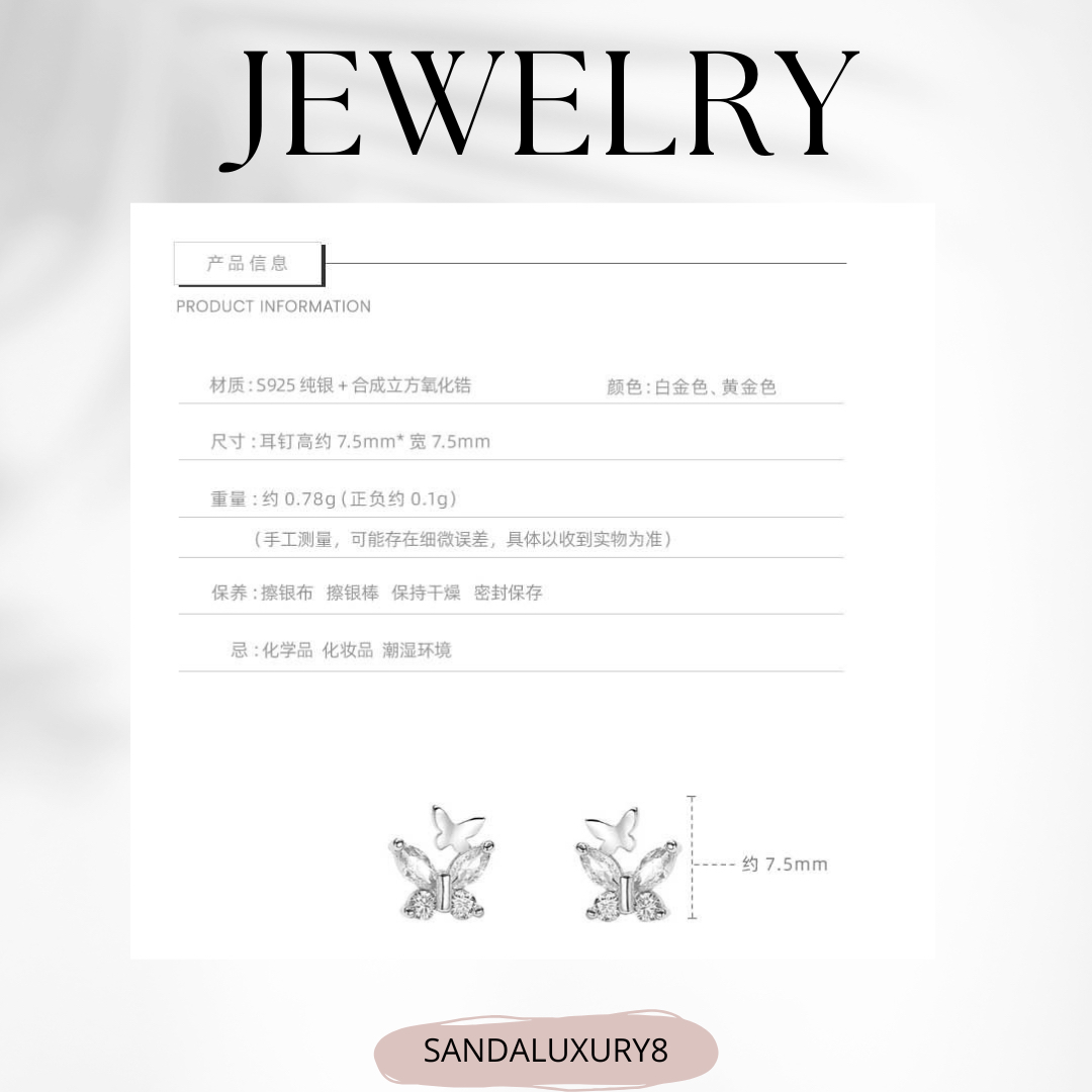 Silver Butterfly Flower Earrings