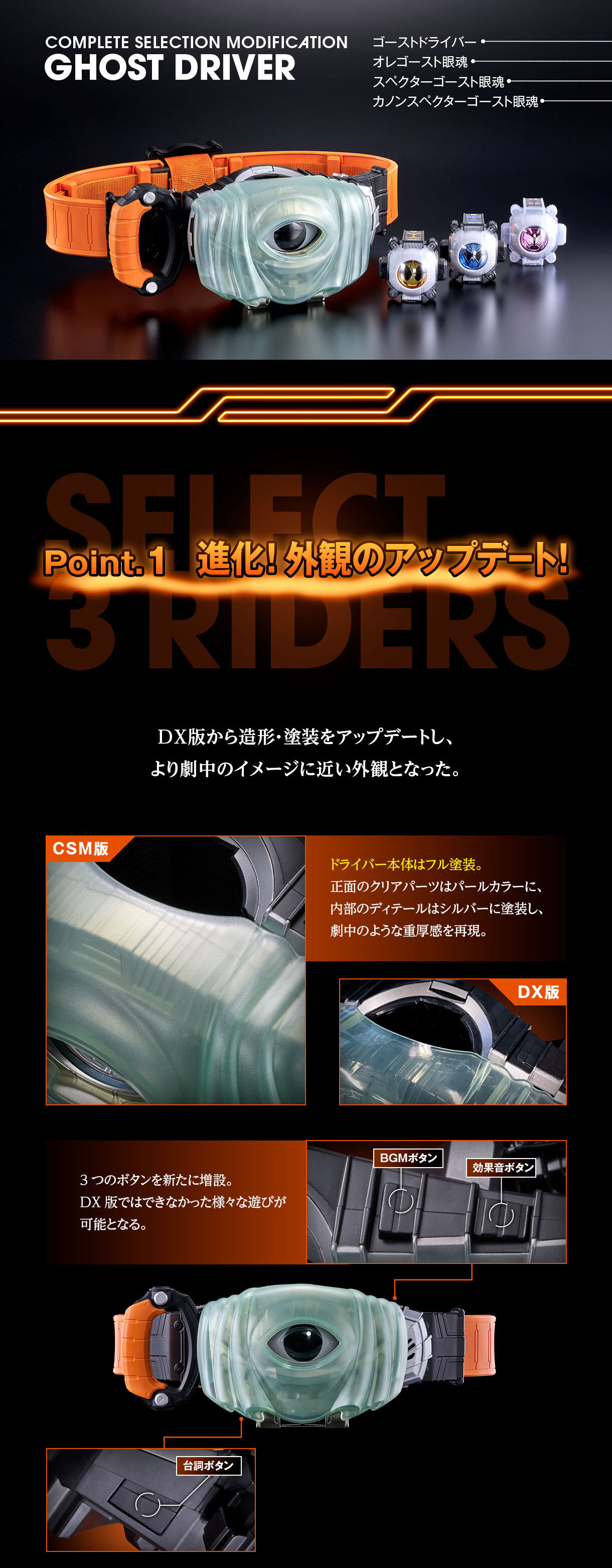 (預訂訂金 $700) (總價 $1597) (魂限) Bandai CSM 幪面超人 GHOST 變身腰帶 (行版) Complete Selection Modification Kamen Rider GHOST DRIVER 