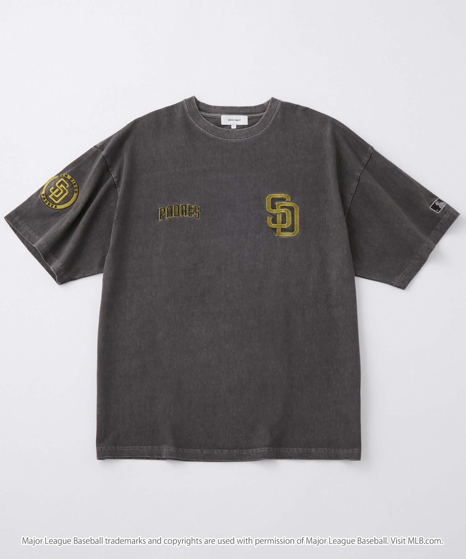 日本直送MLB刺繡T恤  MLB/美國職棒大聯盟 定製 徽章刺繡 復古加工短袖T恤男女可穿