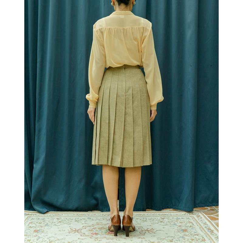 Vintage Linen Texture Pleated Skirt - Waist 24"(MT1606-34)