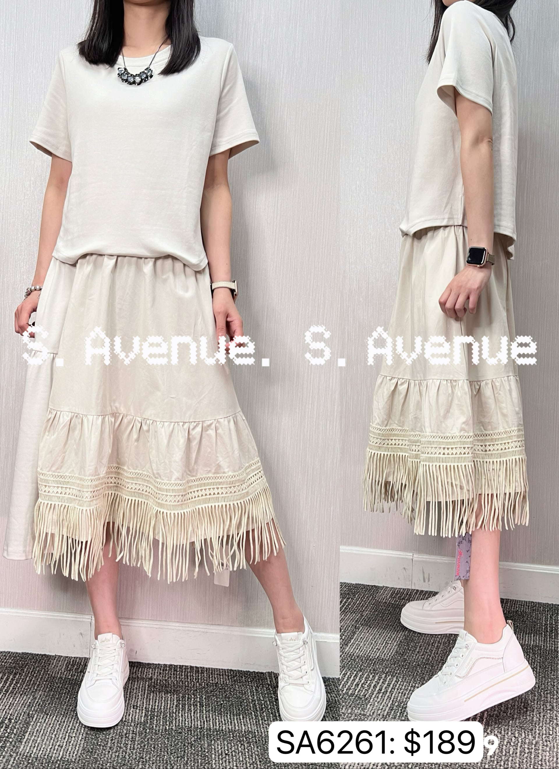 SA6261: 短袖淨色下拼so so op