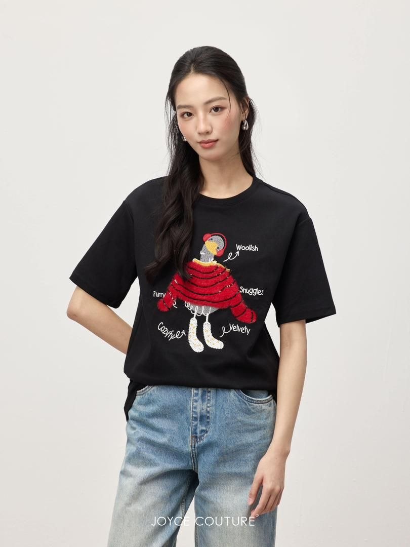 宽松绣鸭上衣 T0064