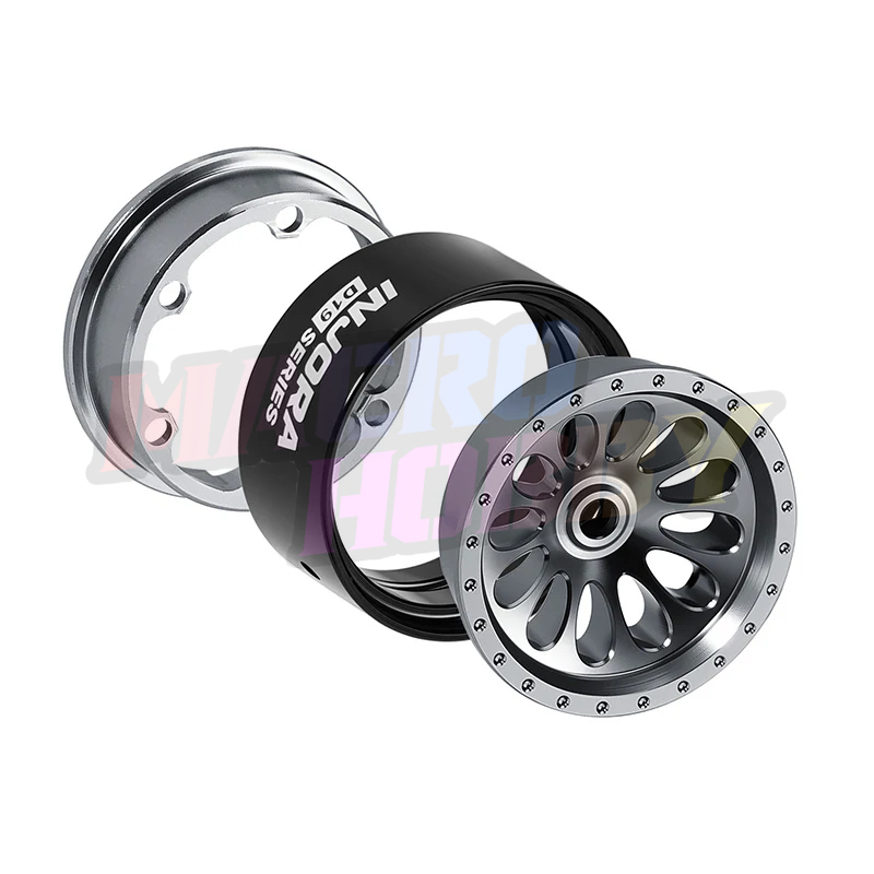 INJORA 0.7" D19 Ripple Aluminum Wheels for 1/30 SCX30 (W7005) Titanium #530392