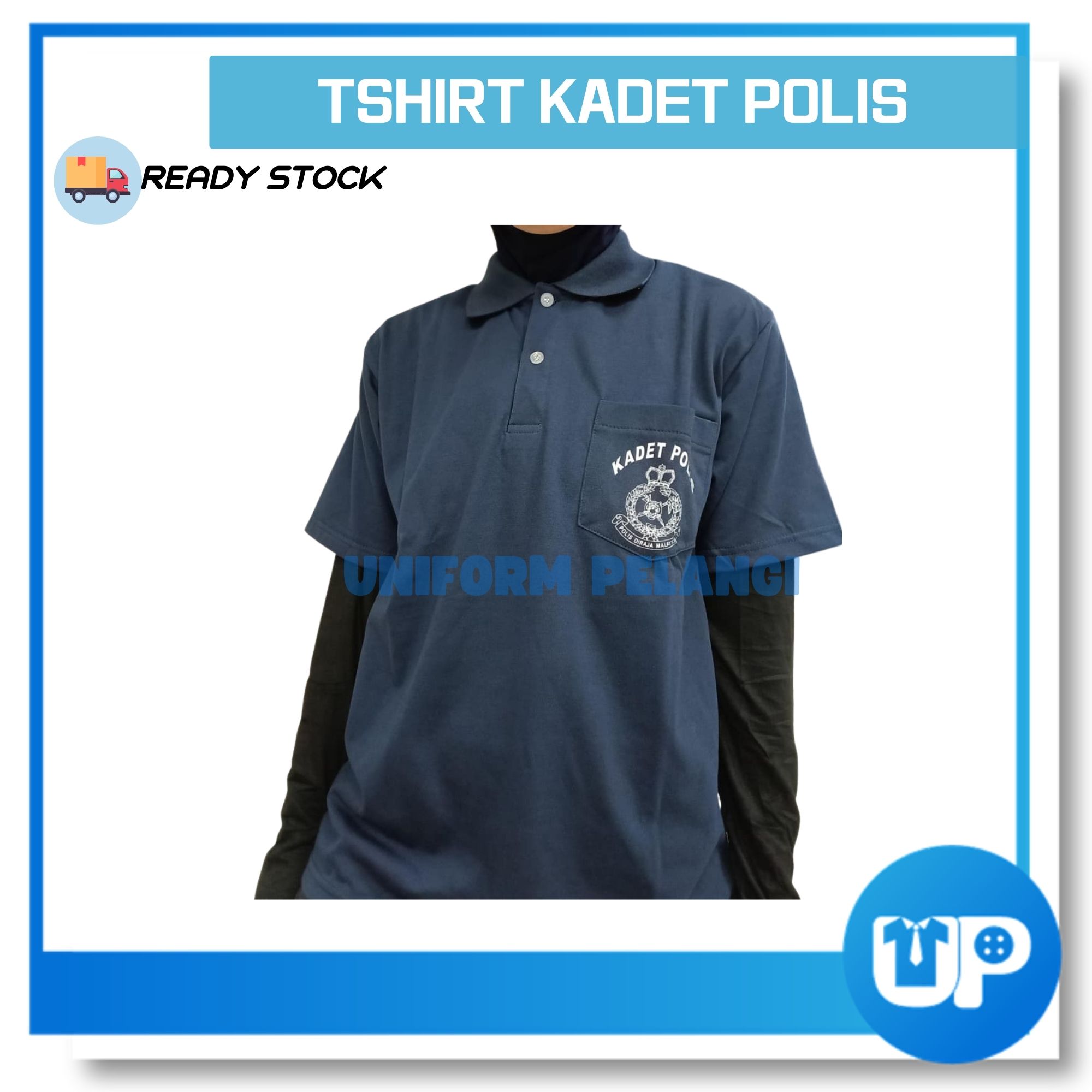 Baju Tshirt Persatuan Kadet Polis Lengan Pendek Material Cotton Pakaian Kokurikulum