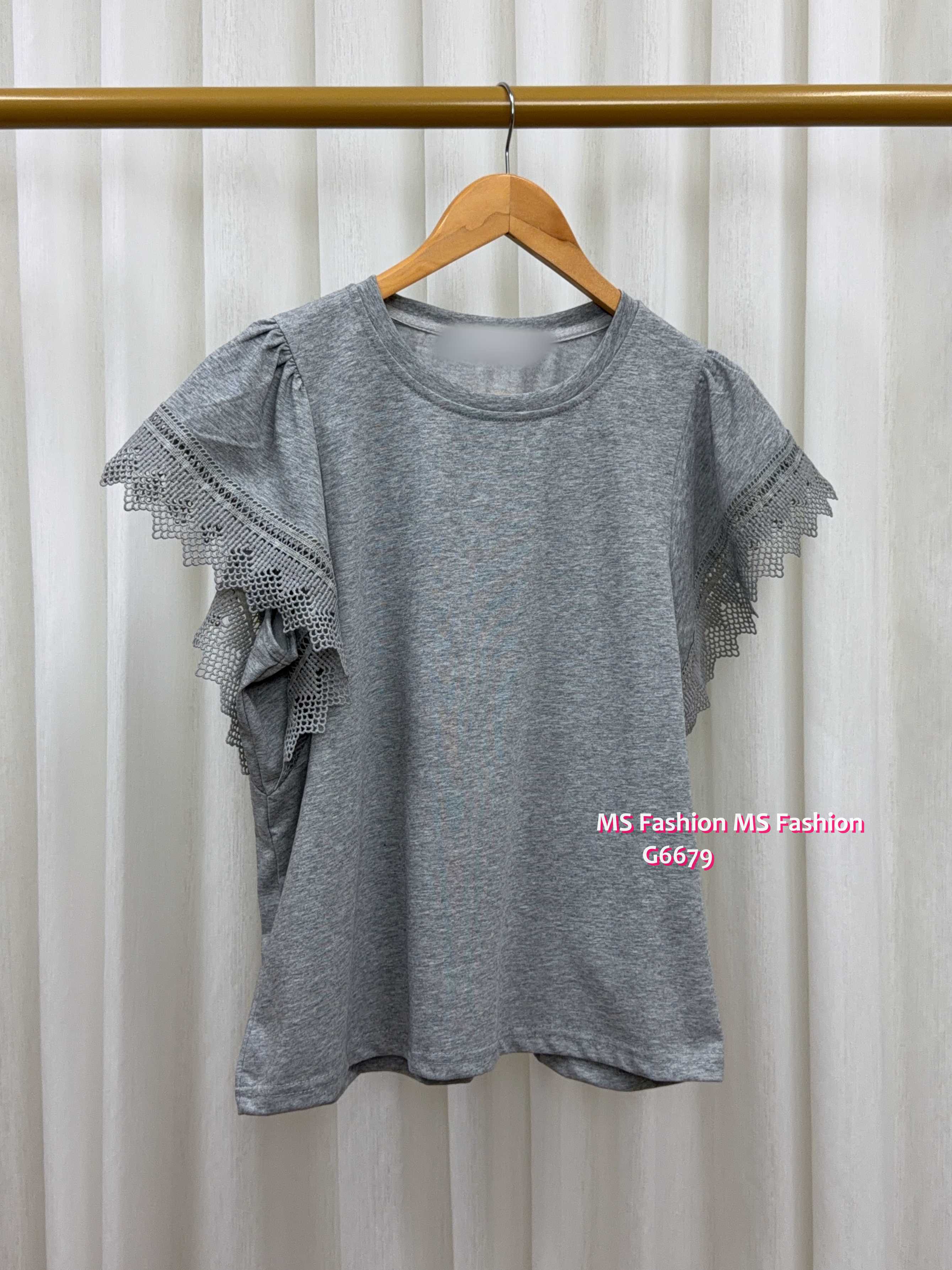G6679 波浪通花袖top